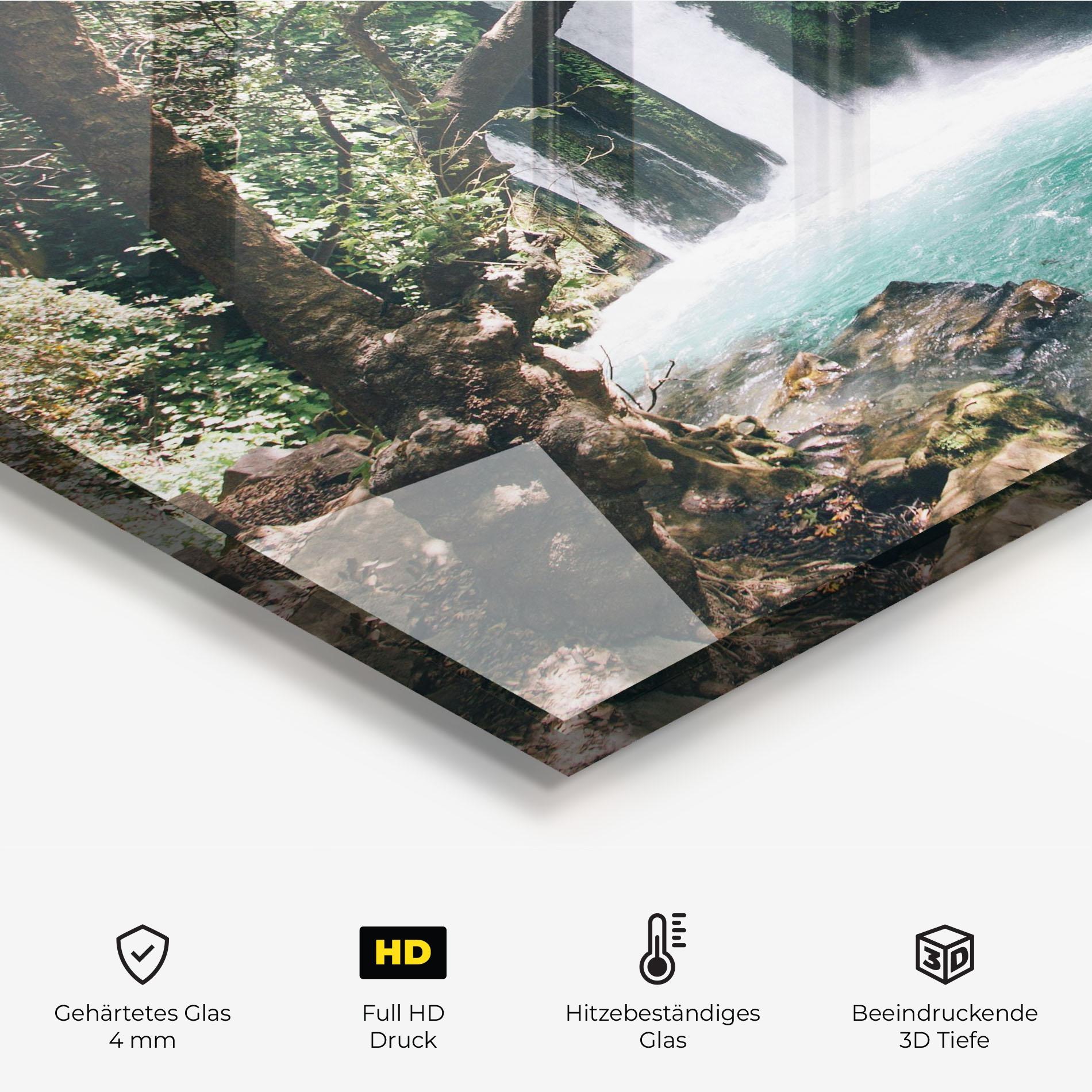 Küchenrückwand Glas Beautiful Blue Waterfall mockup 2