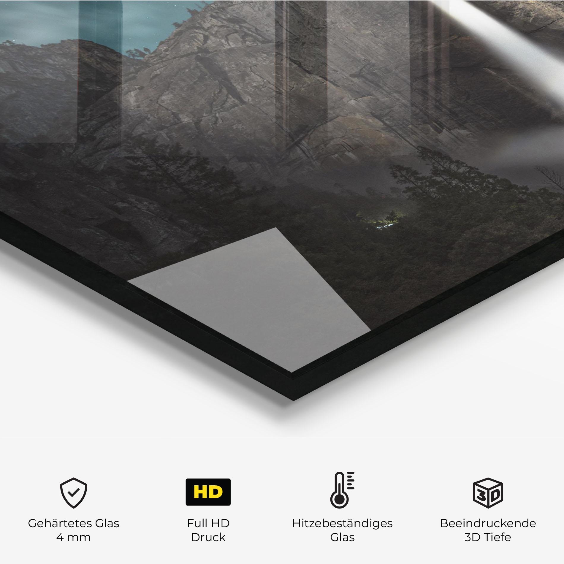 Küchenrückwand Glas Dark Blue Sky Waterfall mockup 2