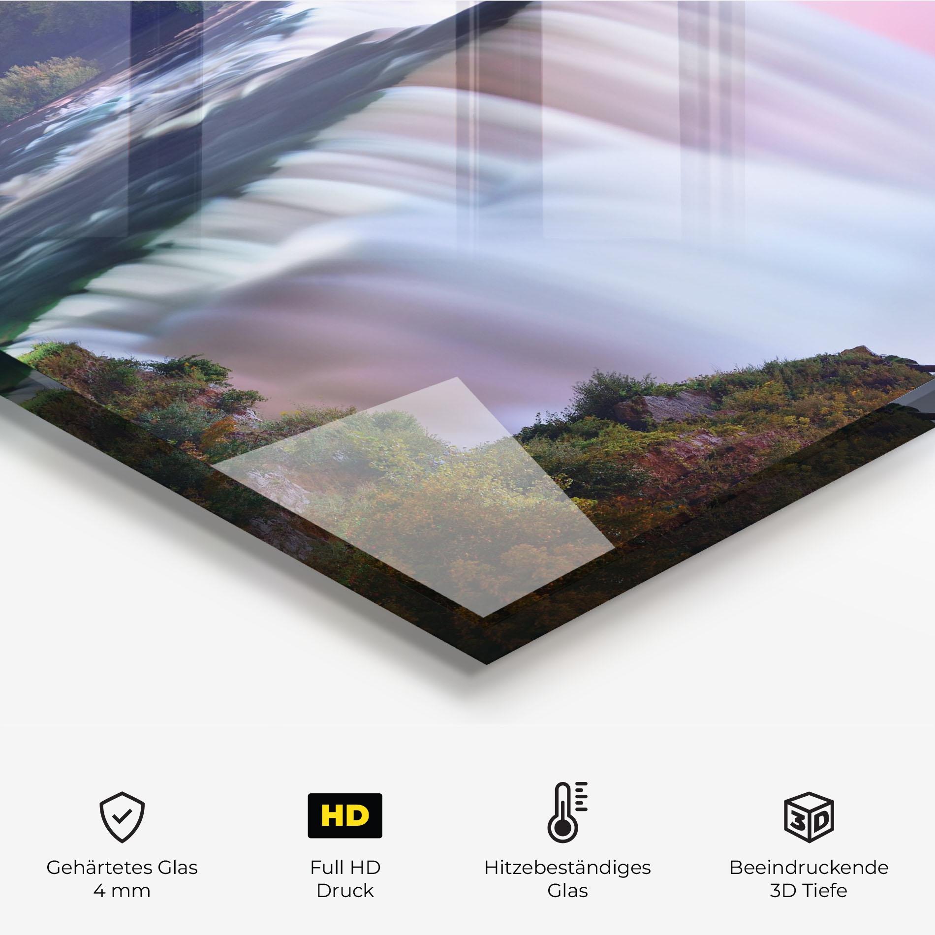 Küchenrückwand Glas Dreamy Purple Waterfall mockup 2