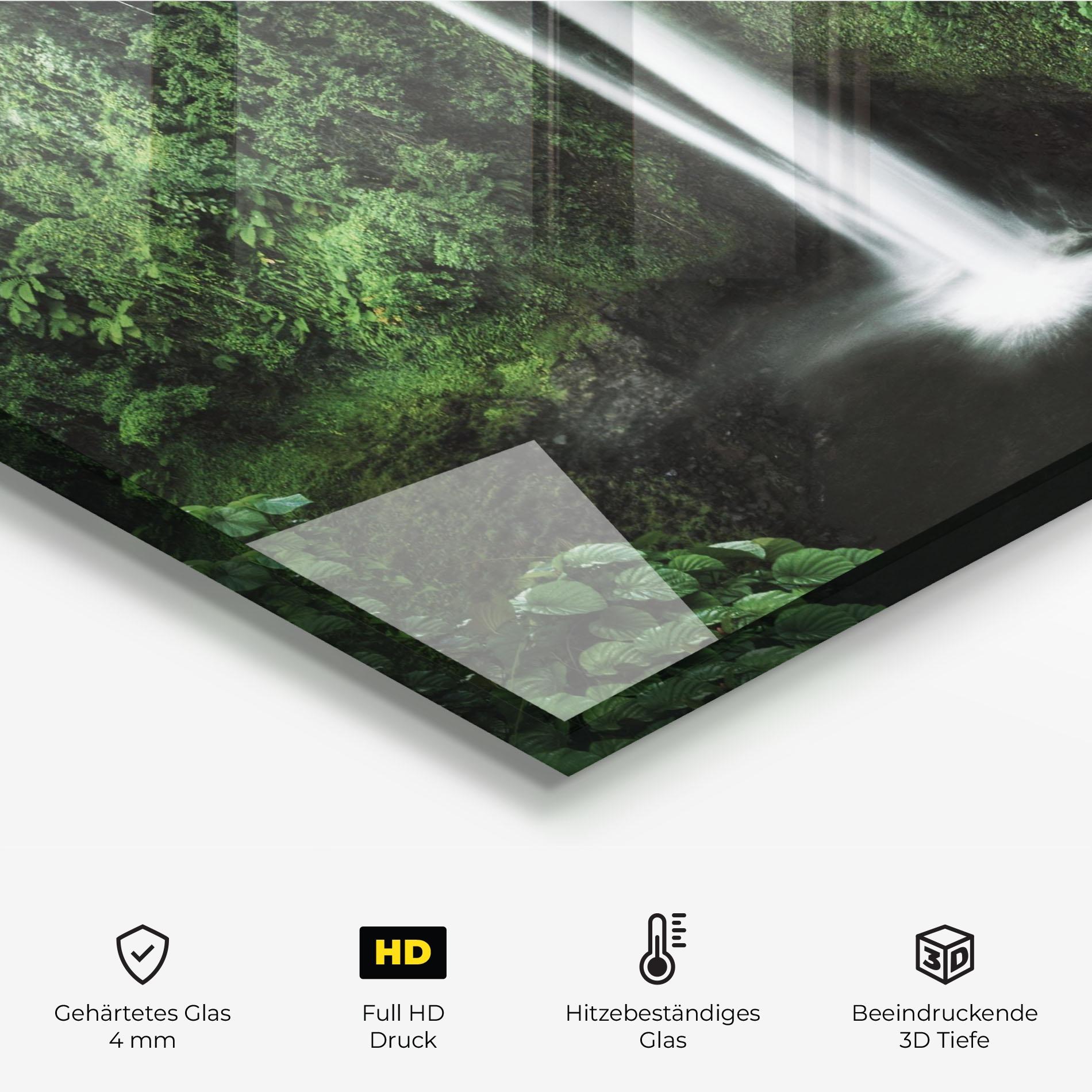 Küchenrückwand Glas Green Nature Waterfall mockup 2