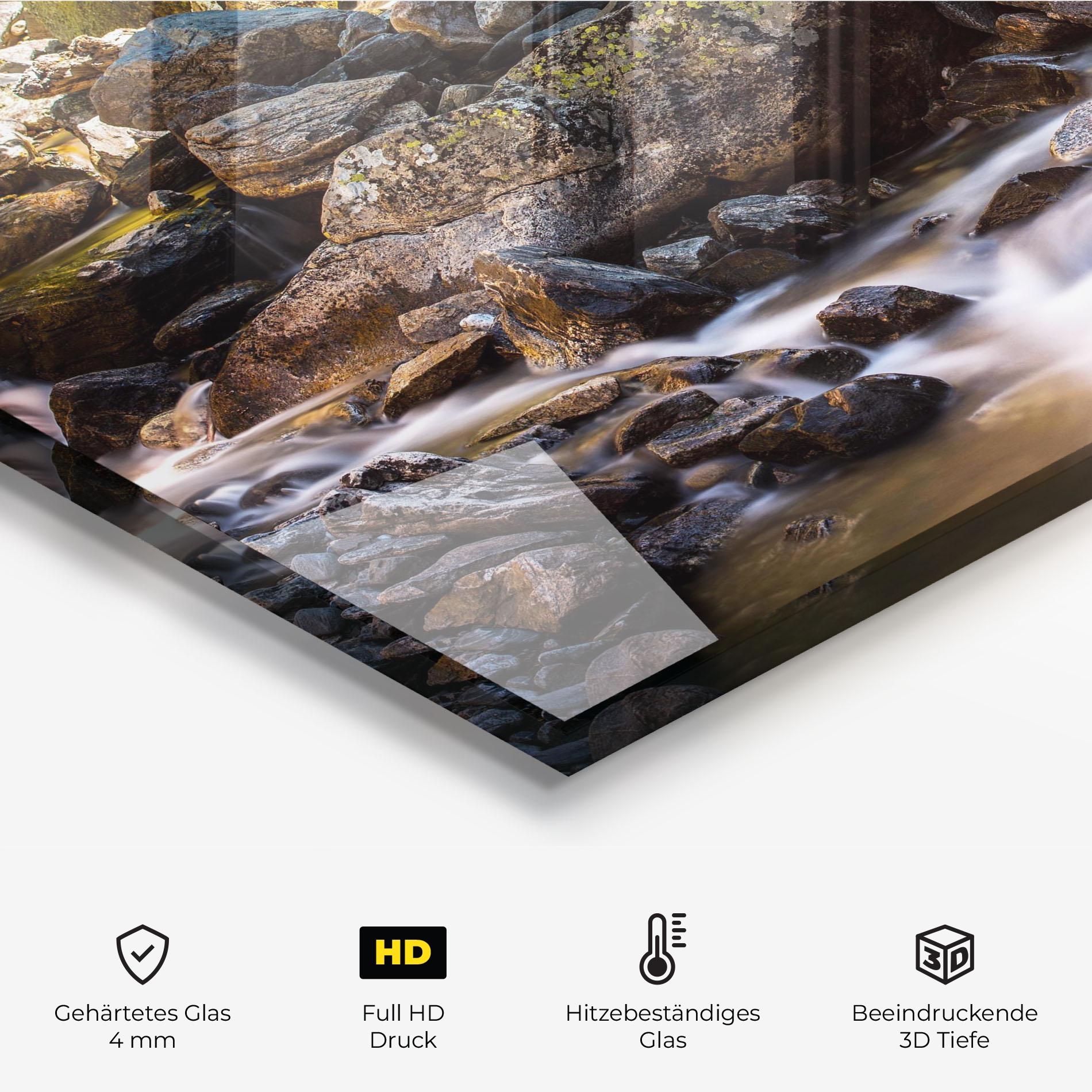 Küchenrückwand Glas Nature Rocks Waterfall mockup 2