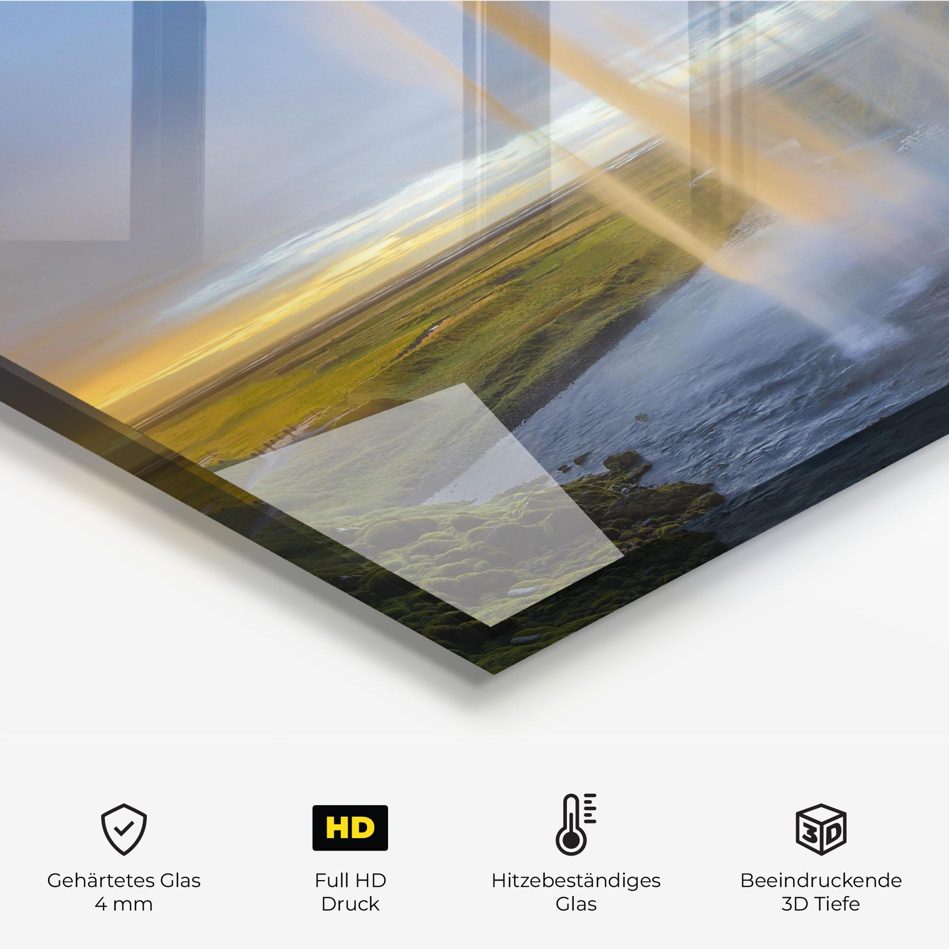 Küchenrückwand Glas Orange Waterfall mockup 2