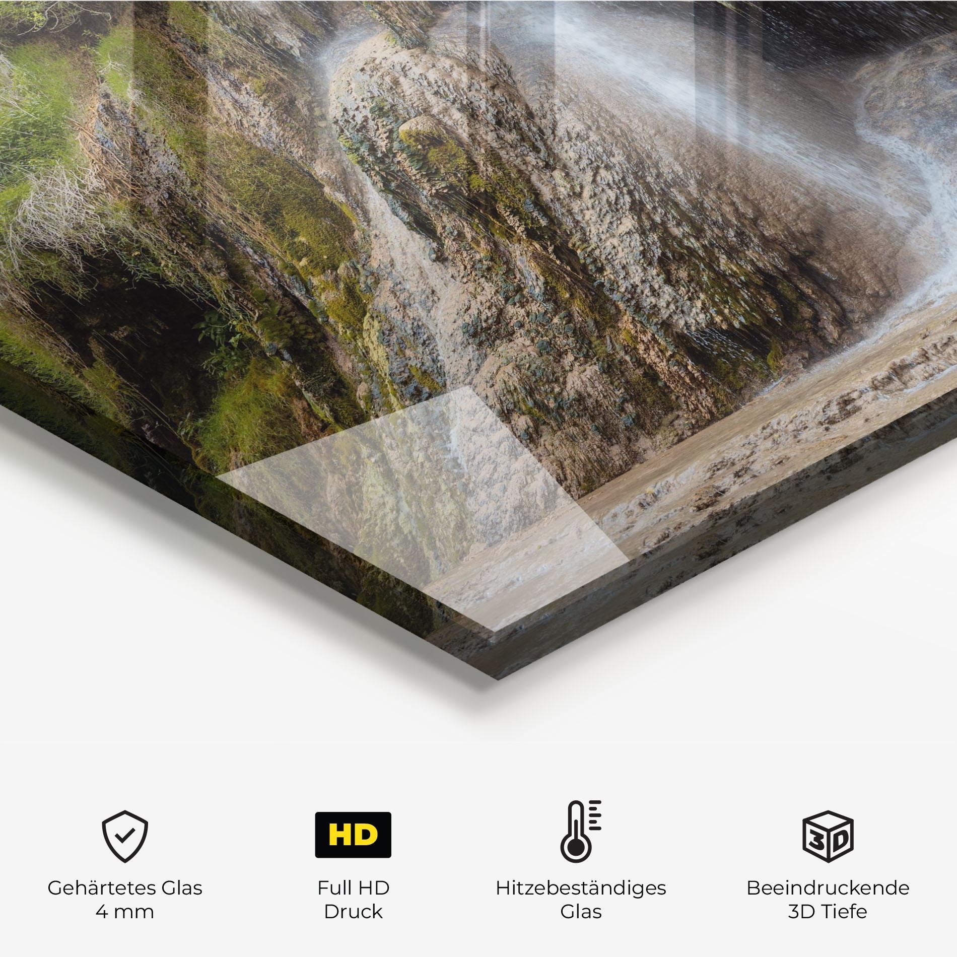 Küchenrückwand Glas Pretty Waterfall Forest mockup 2