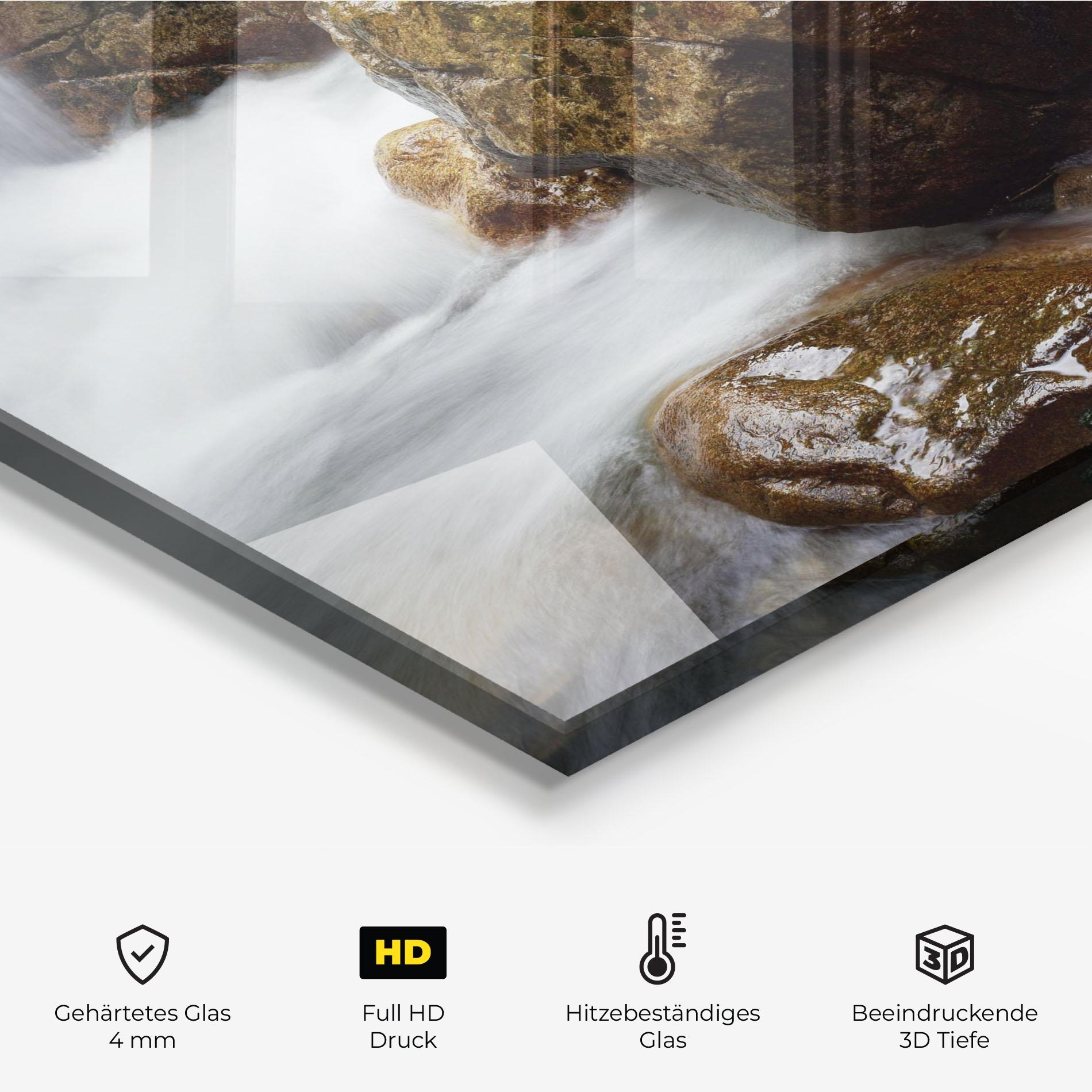 Küchenrückwand Glas Shiny Rocks Waterfall mockup 2