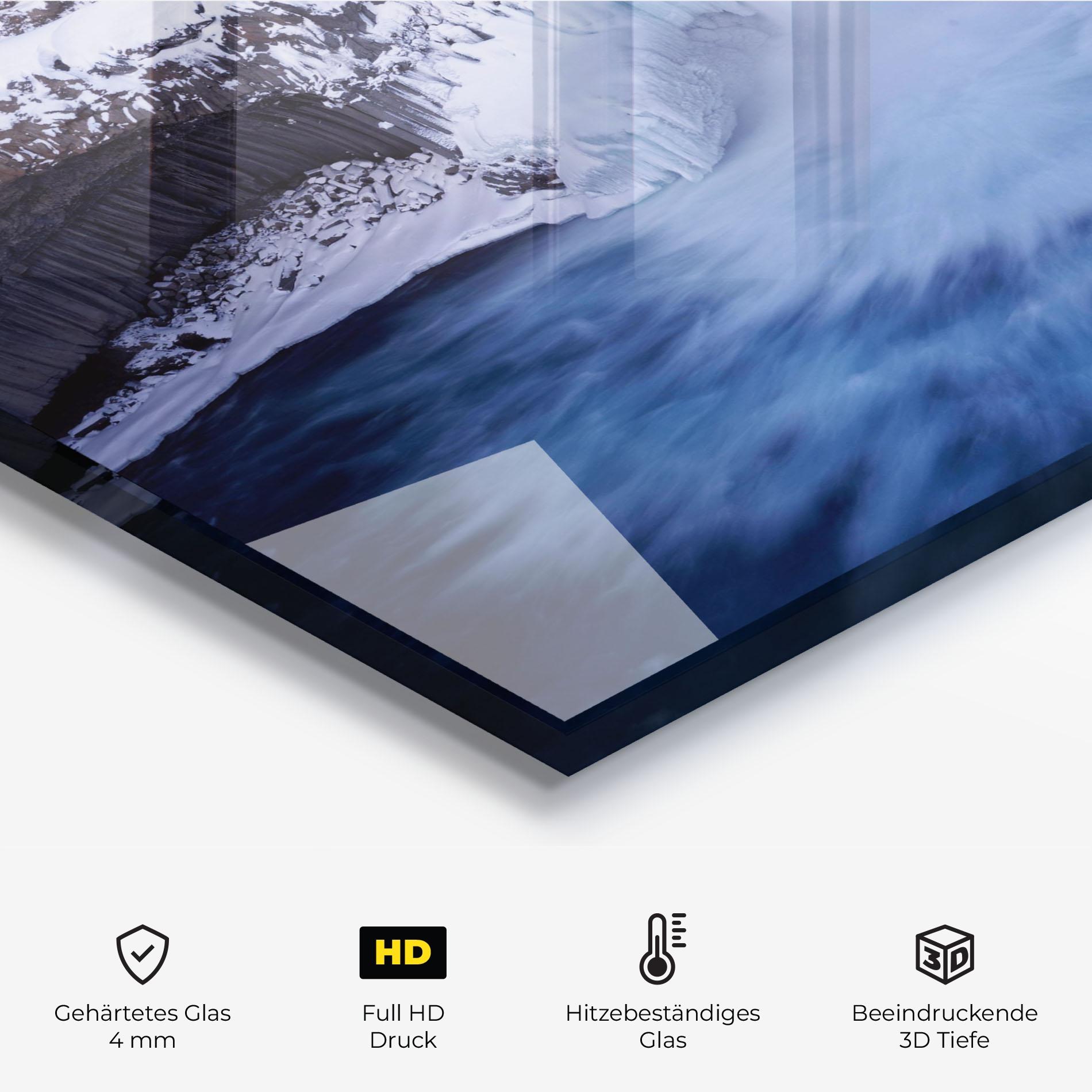 Küchenrückwand Glas Snow Waterfall mockup 2