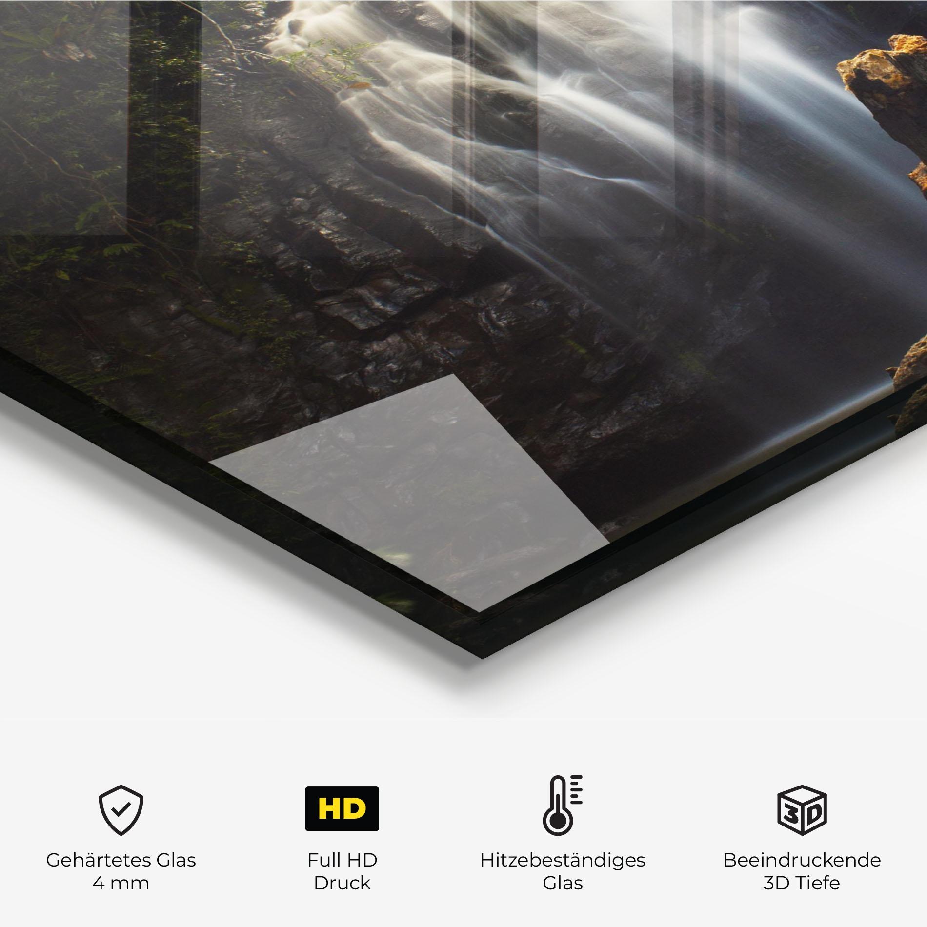 Küchenrückwand Glas Tree Log Waterfall mockup 2