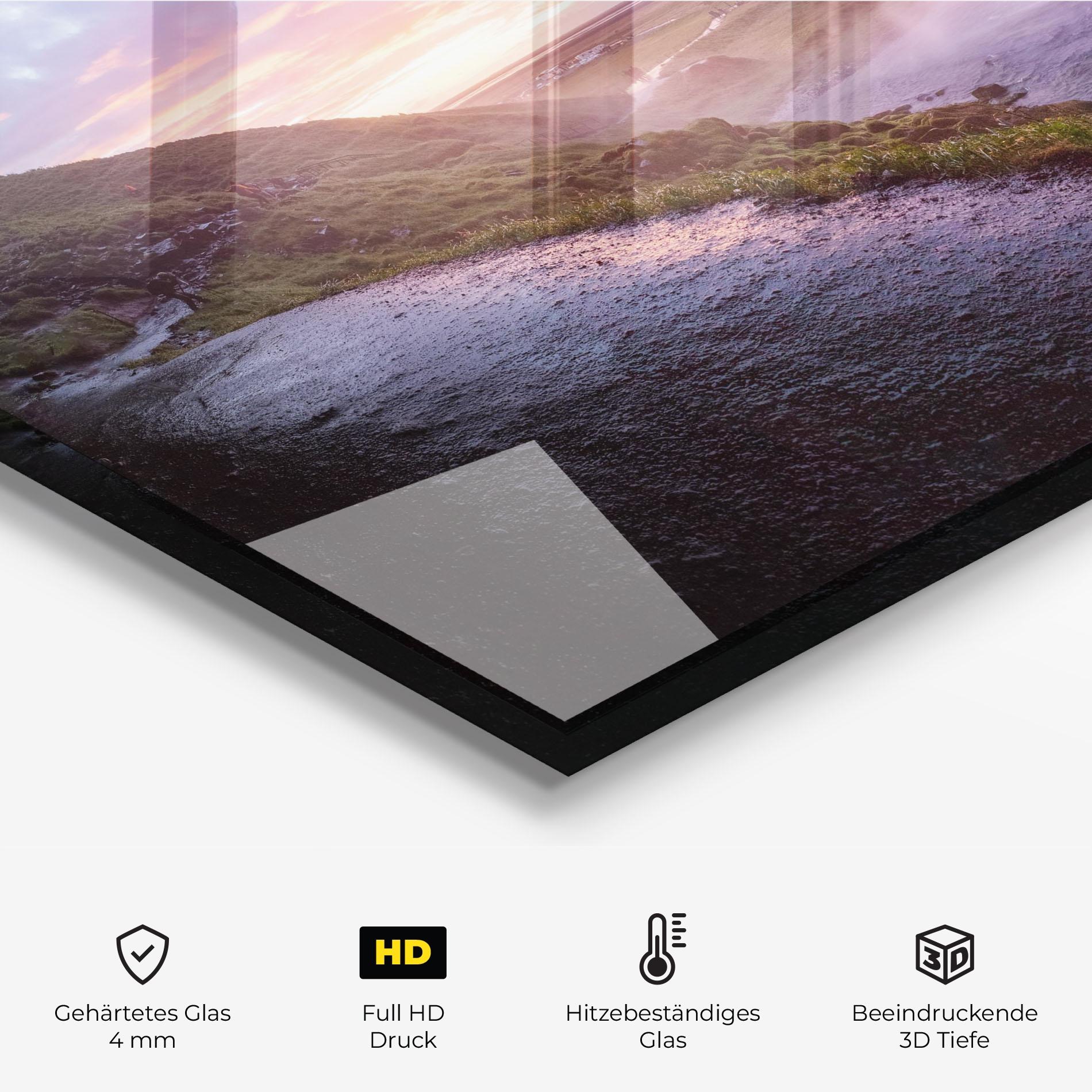 Küchenrückwand Glas Waterfall From Cave View mockup 2