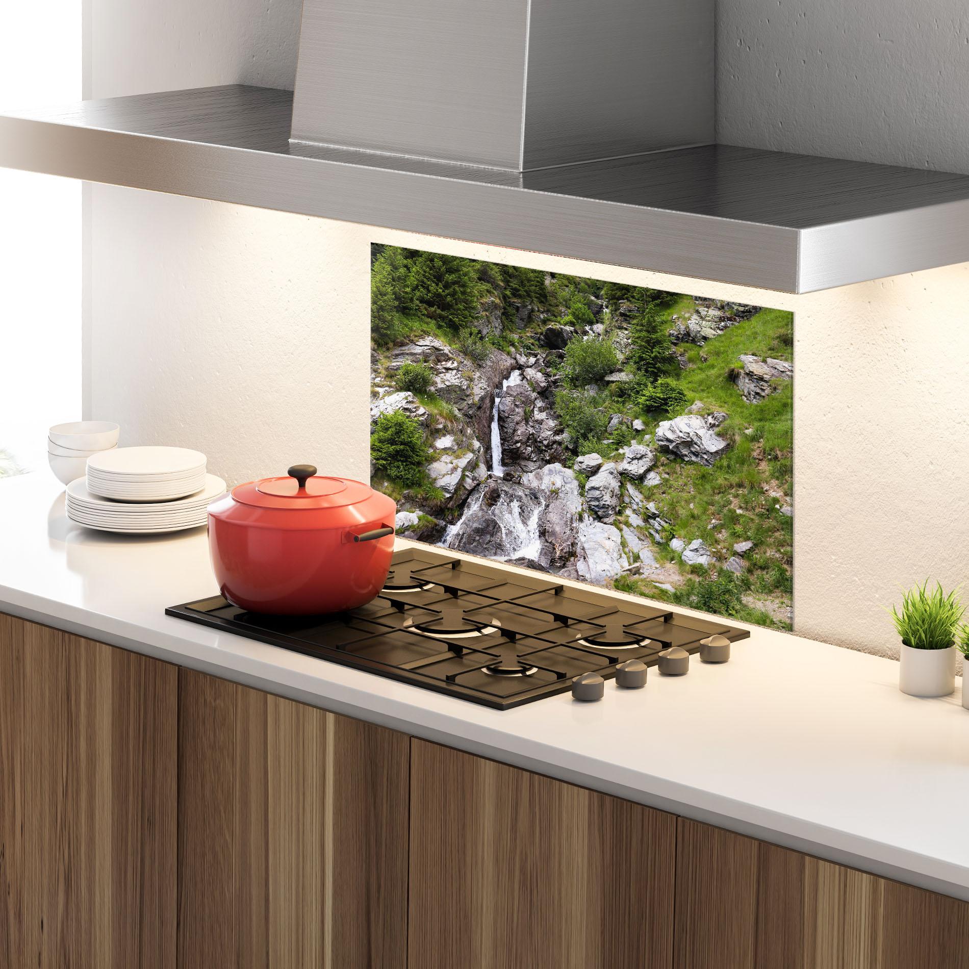 Küchenrückwand Glas Small Waterfall mockup 4