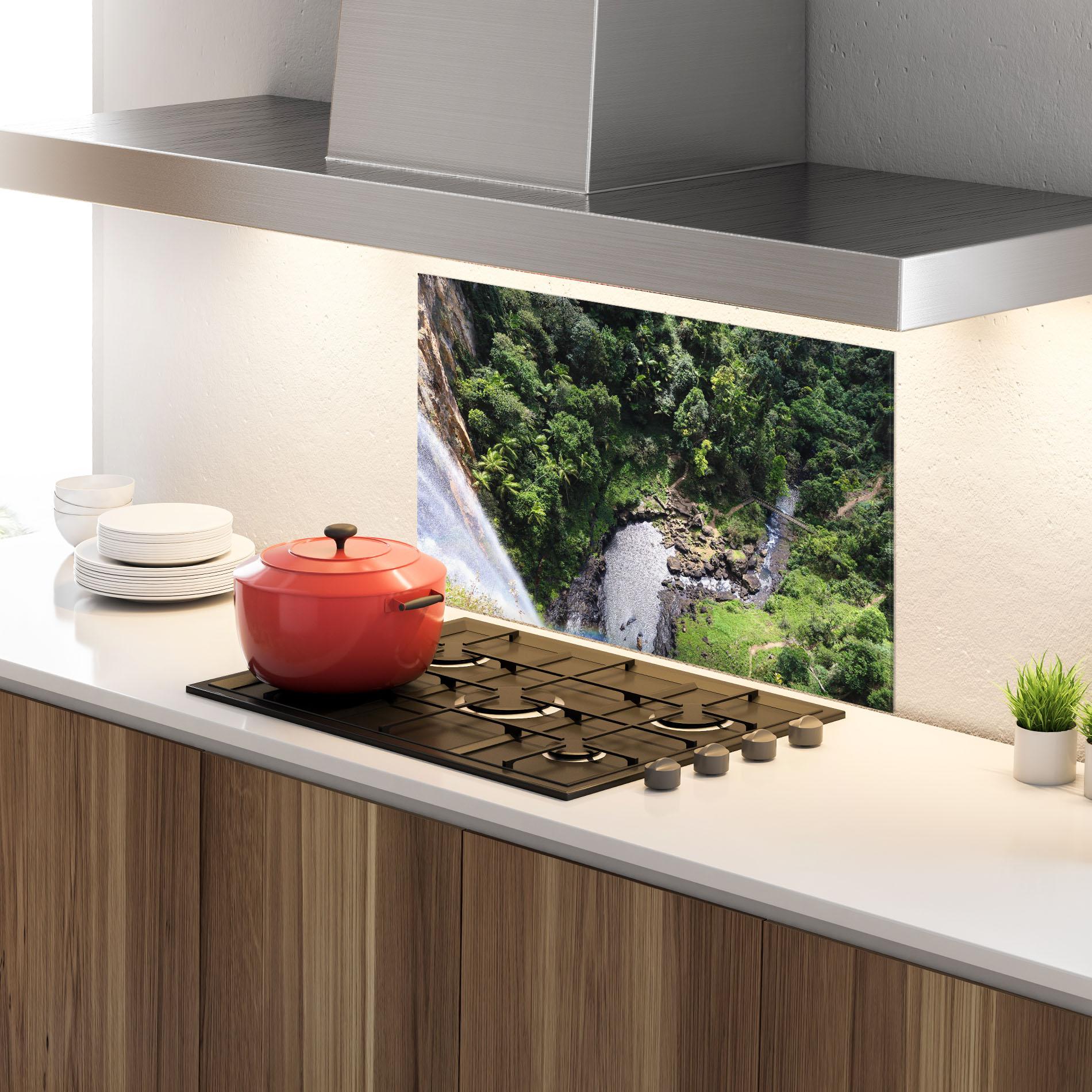 Küchenrückwand Glas Top Waterfall View mockup 4