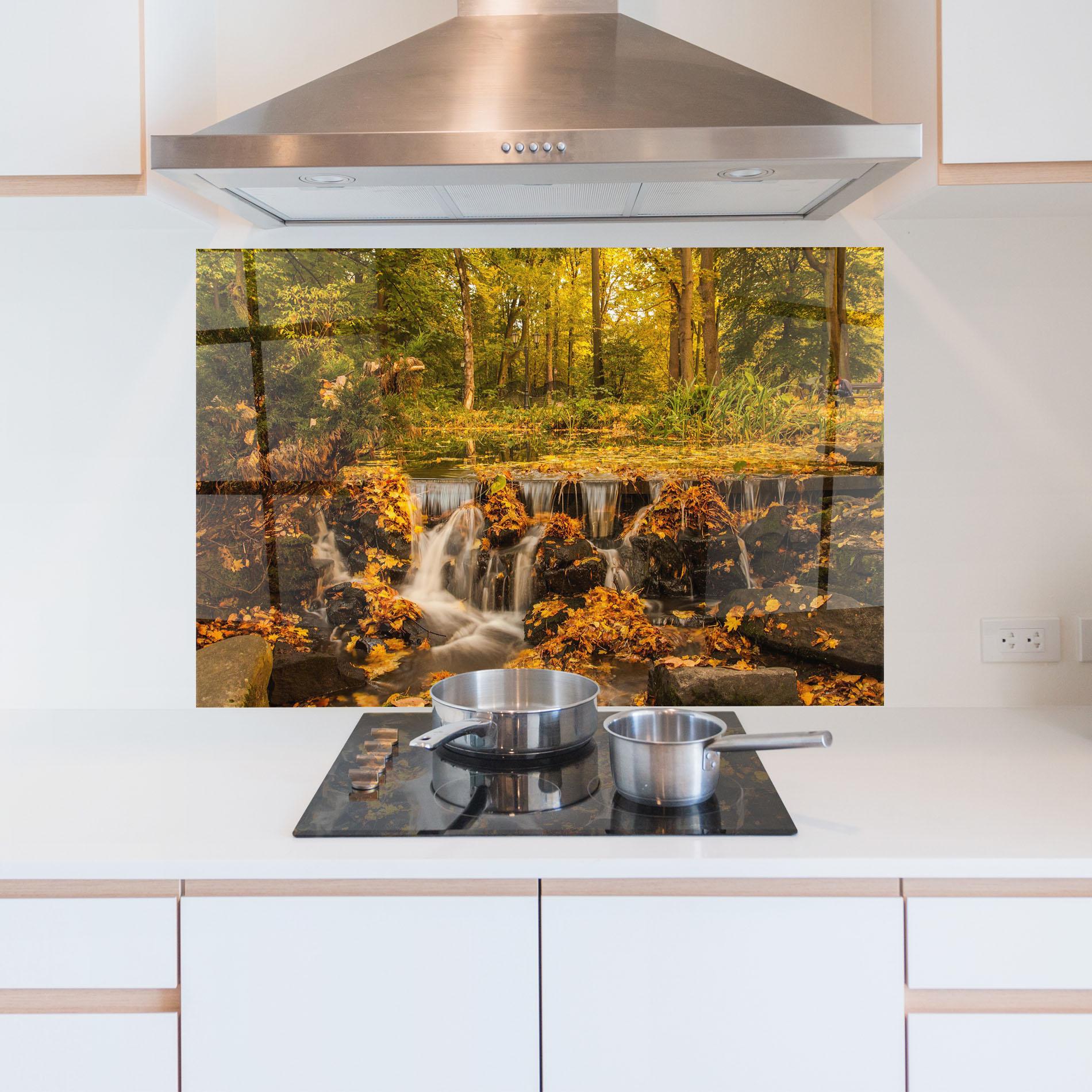 Küchenrückwand Glas Autumn Pretty Waterfall mockup 5