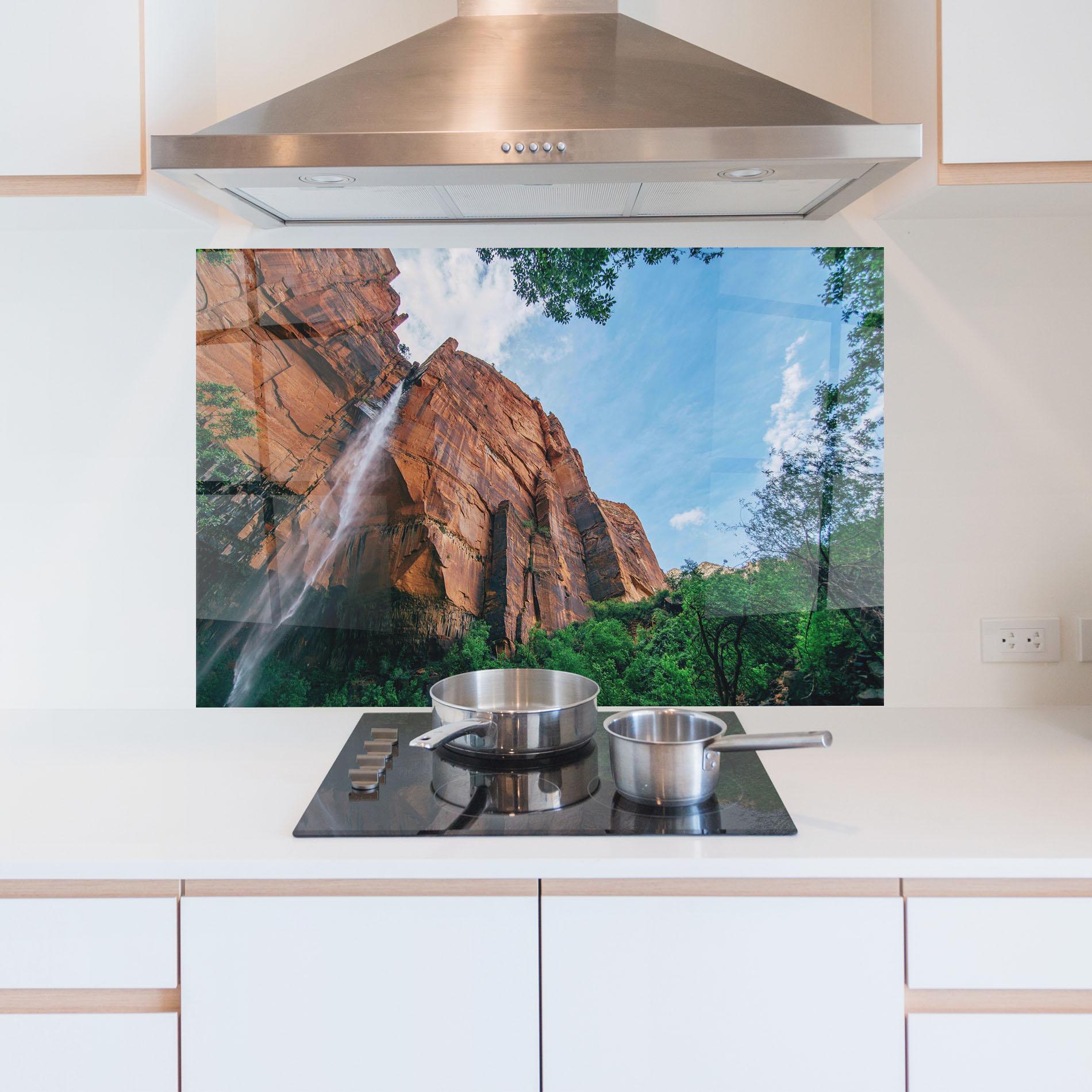 Küchenrückwand Glas Nature Pretty Waterfall mockup 5
