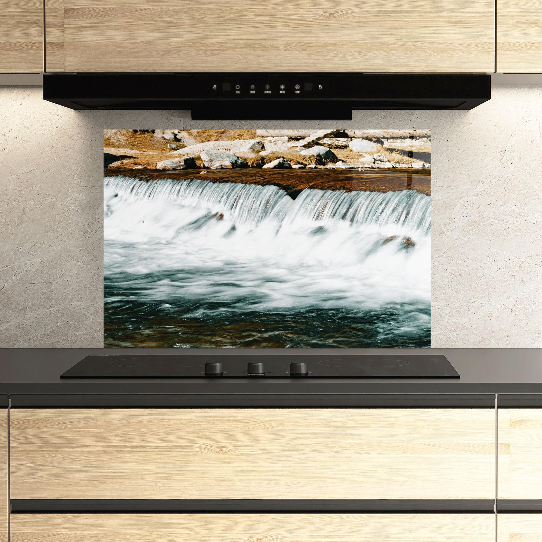 Küchenrückwand Glas Small Pretty Waterfall mockup 3