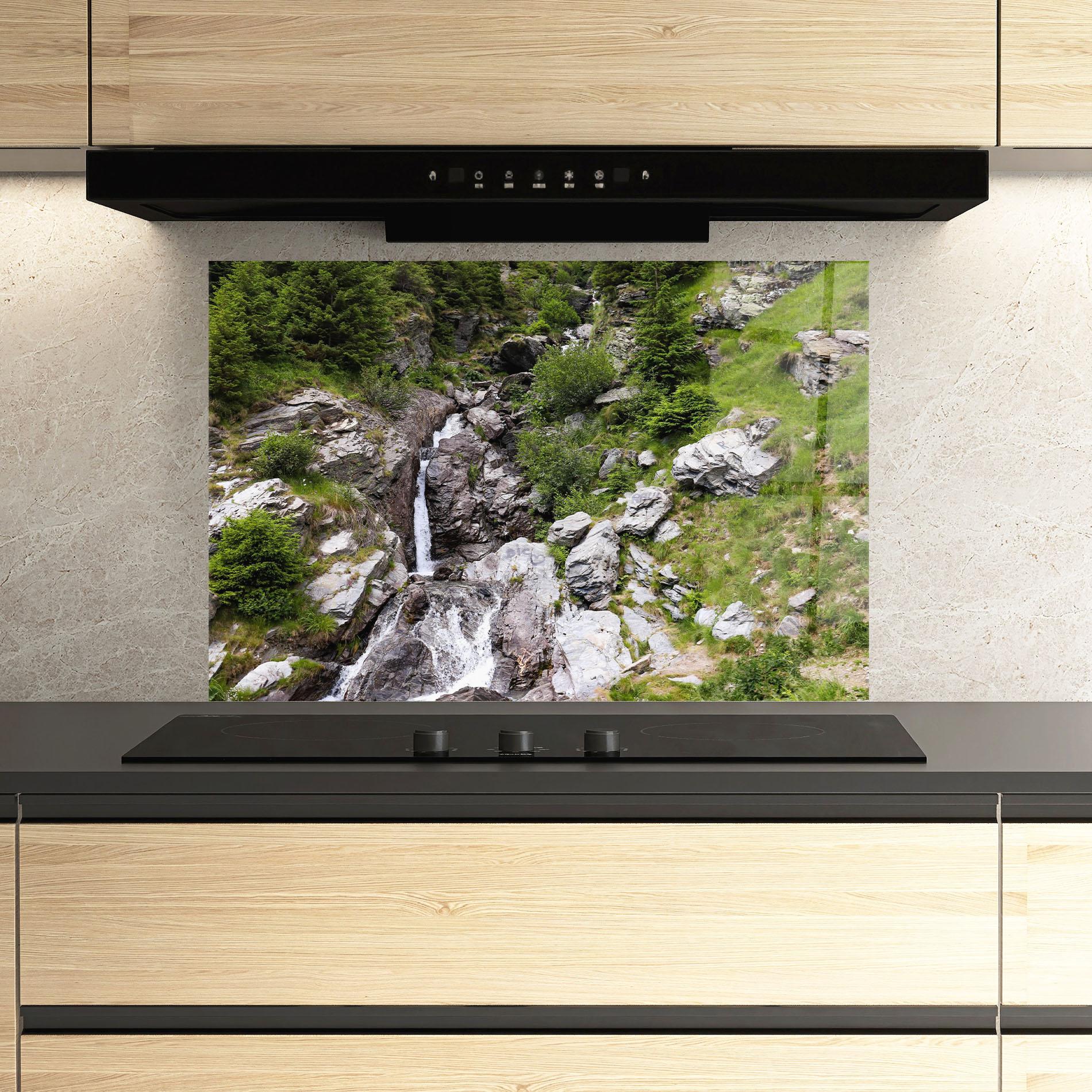 Küchenrückwand Glas Small Waterfall mockup 3