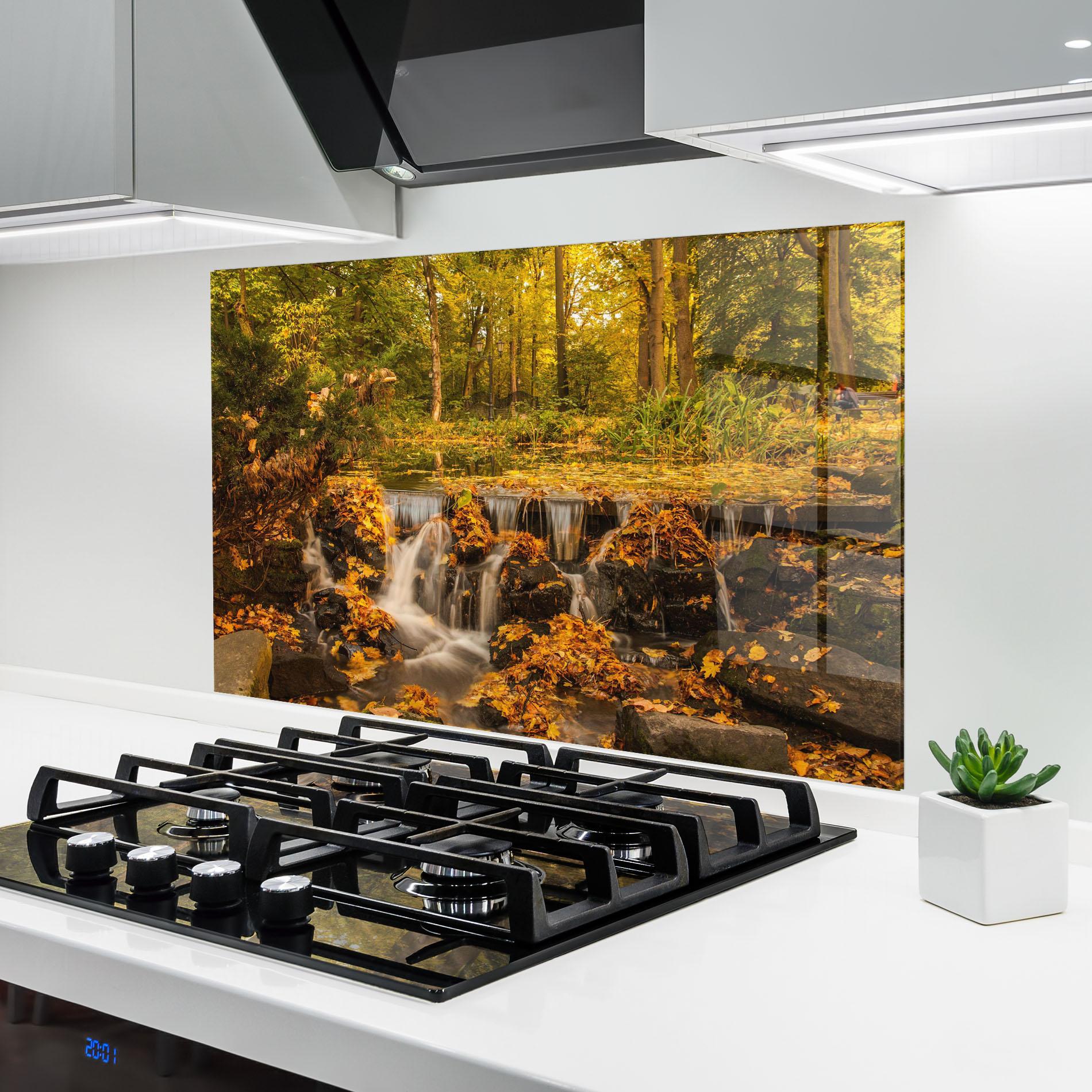 Küchenrückwand Glas Autumn Pretty Waterfall mockup 6