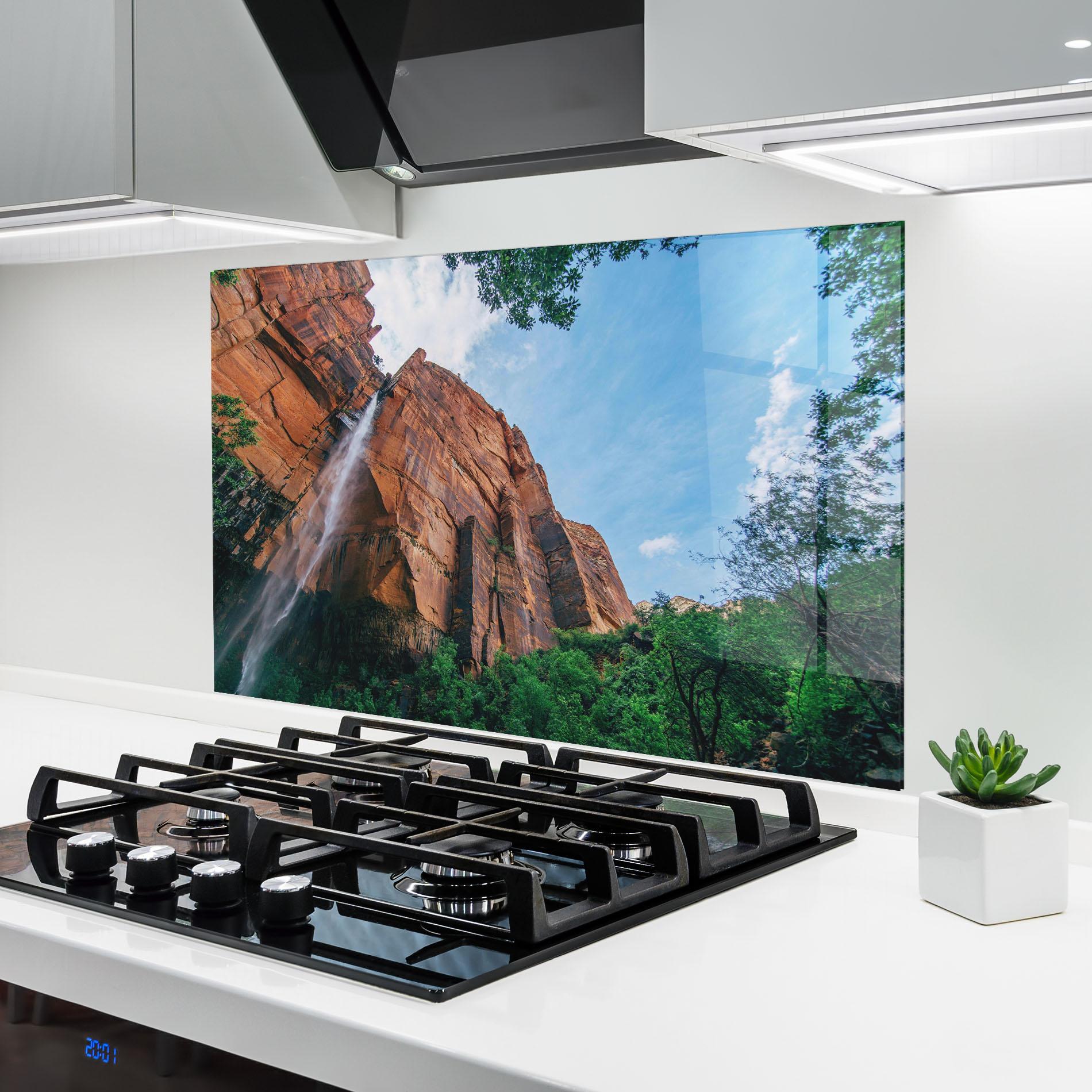Küchenrückwand Glas Nature Pretty Waterfall mockup 6