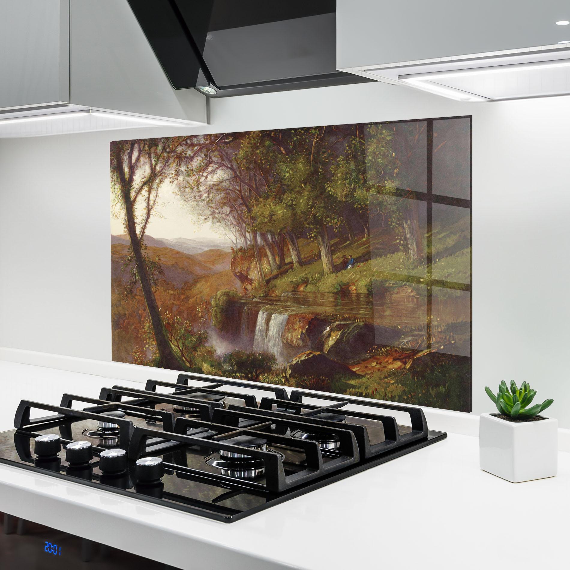 Küchenrückwand Glas Waterfall Painting mockup 6