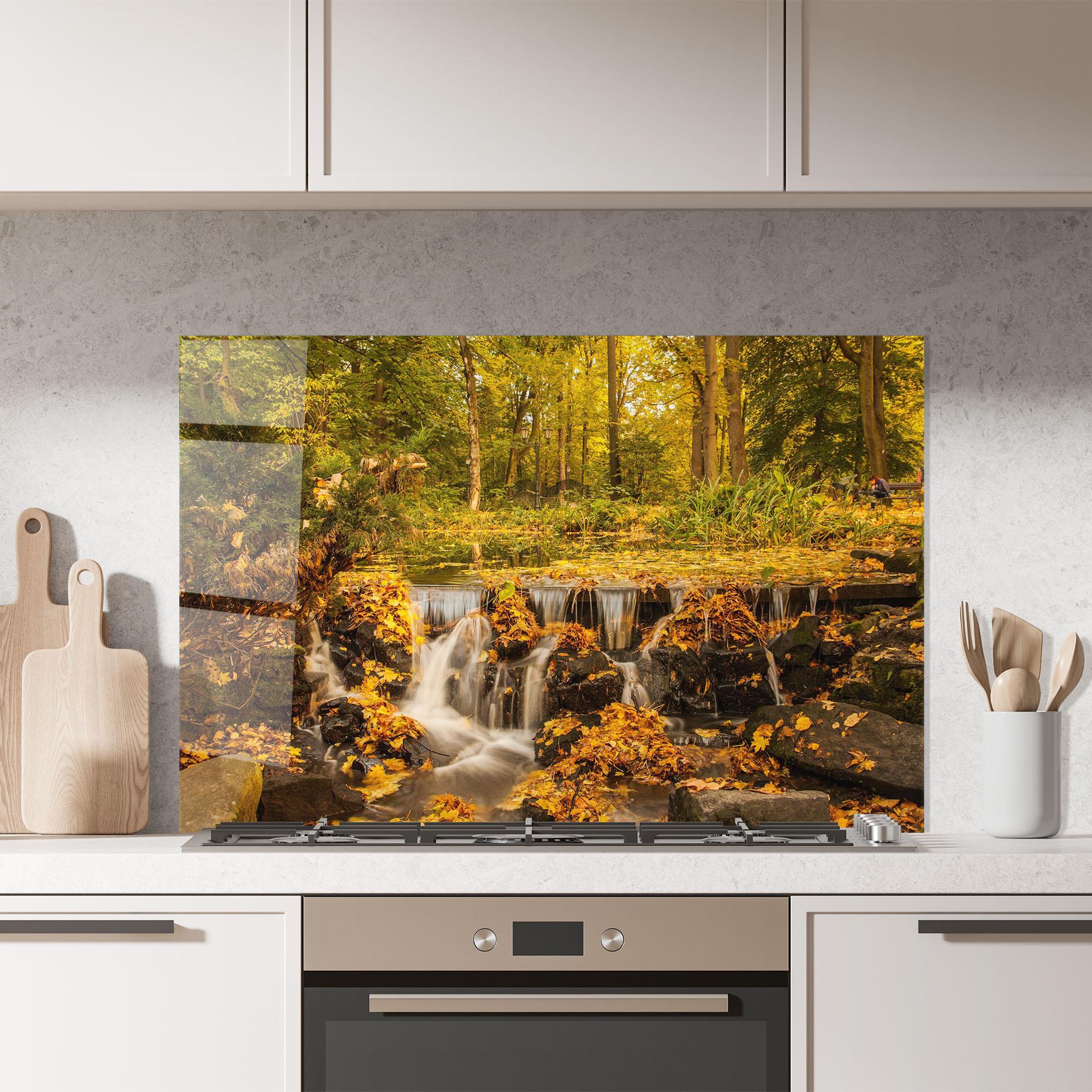 Küchenrückwand Glas Autumn Pretty Waterfall mockup 7