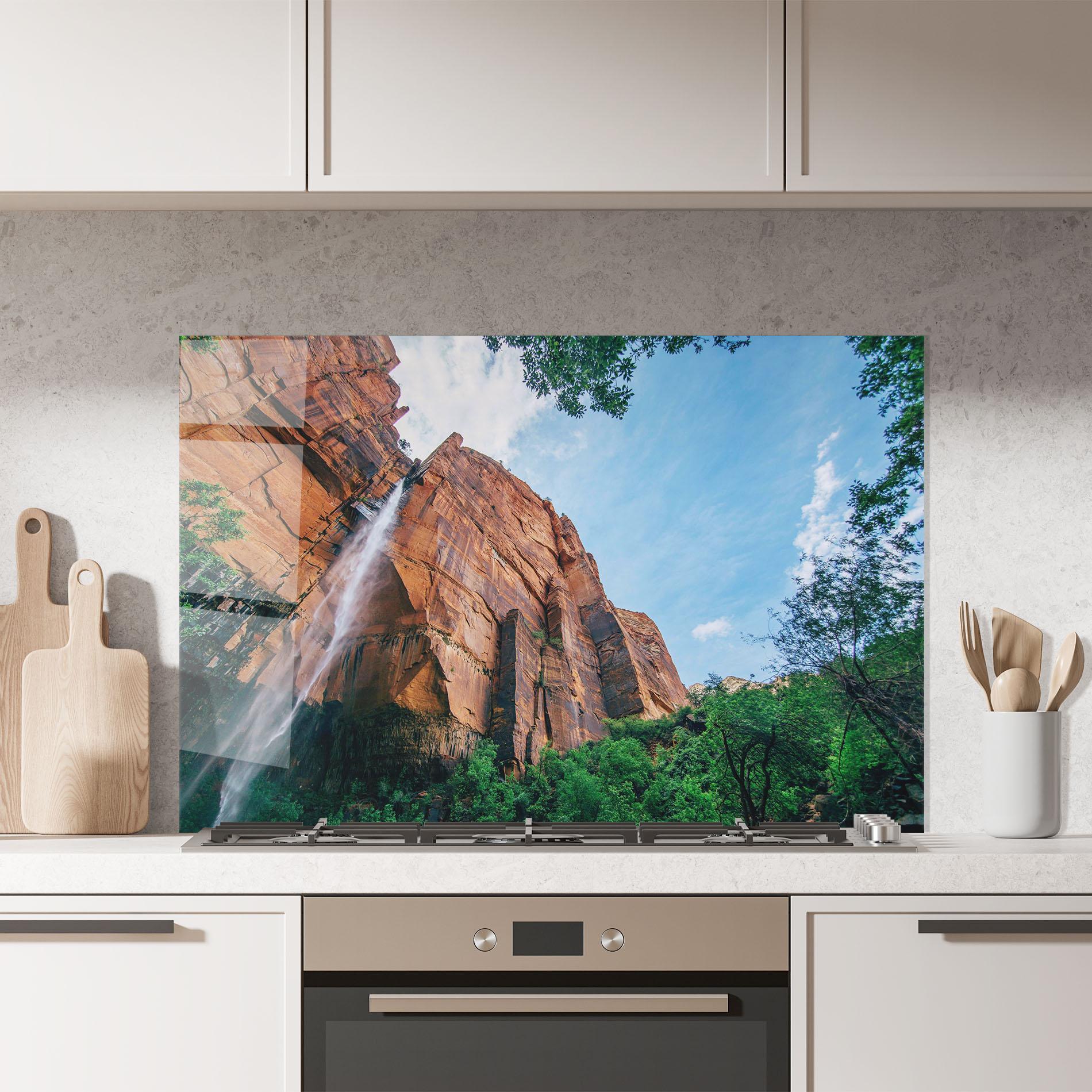 Küchenrückwand Glas Nature Pretty Waterfall mockup 7