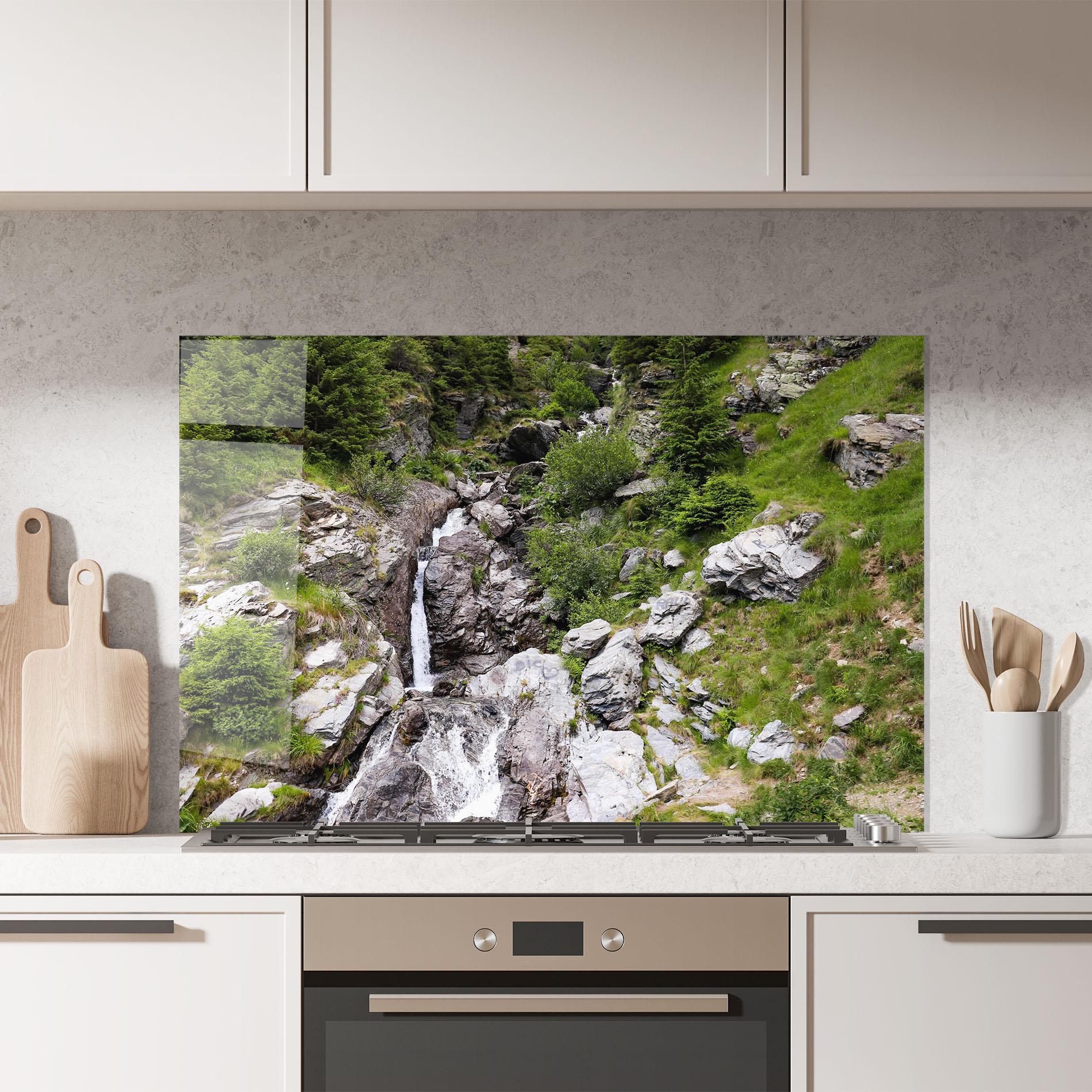 Küchenrückwand Glas Small Waterfall mockup 7