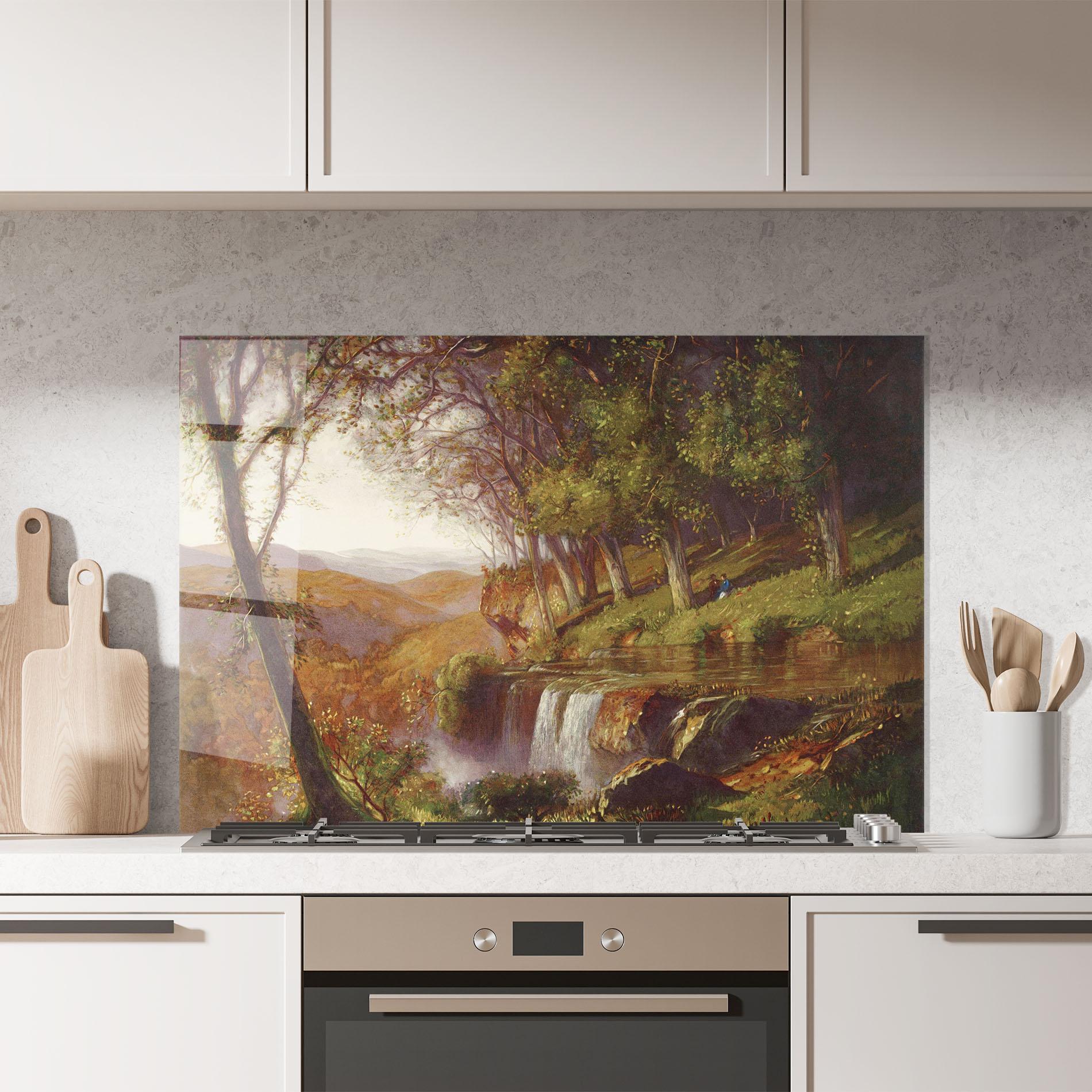 Küchenrückwand Glas Waterfall Painting mockup 7
