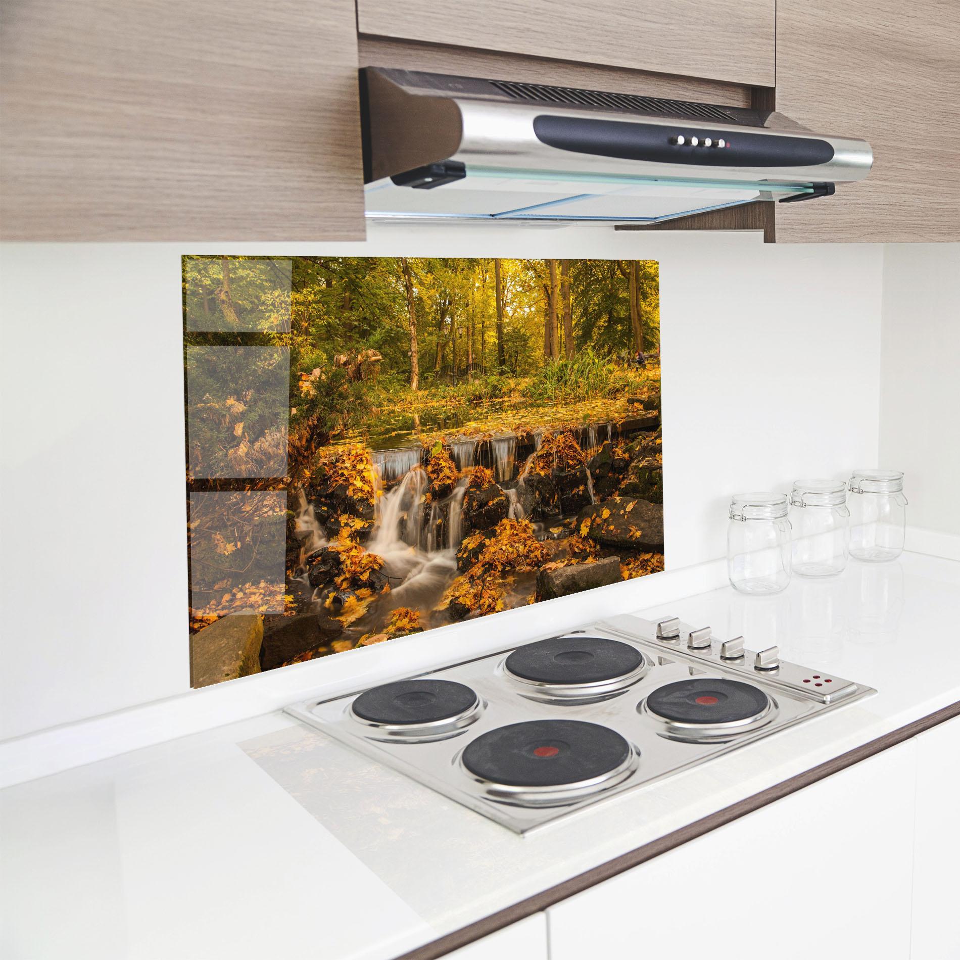 Küchenrückwand Glas Autumn Pretty Waterfall mockup 8