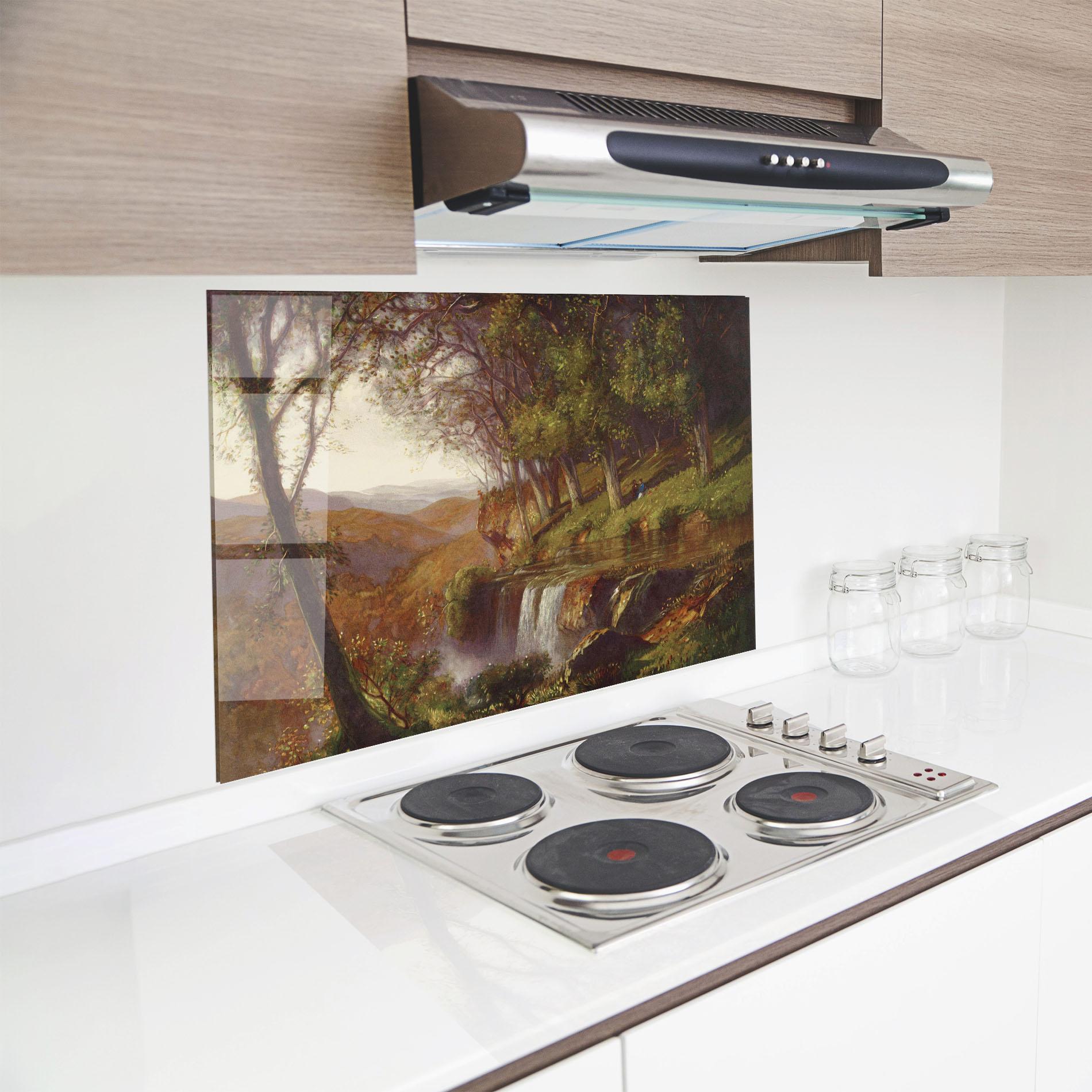 Küchenrückwand Glas Waterfall Painting mockup 8