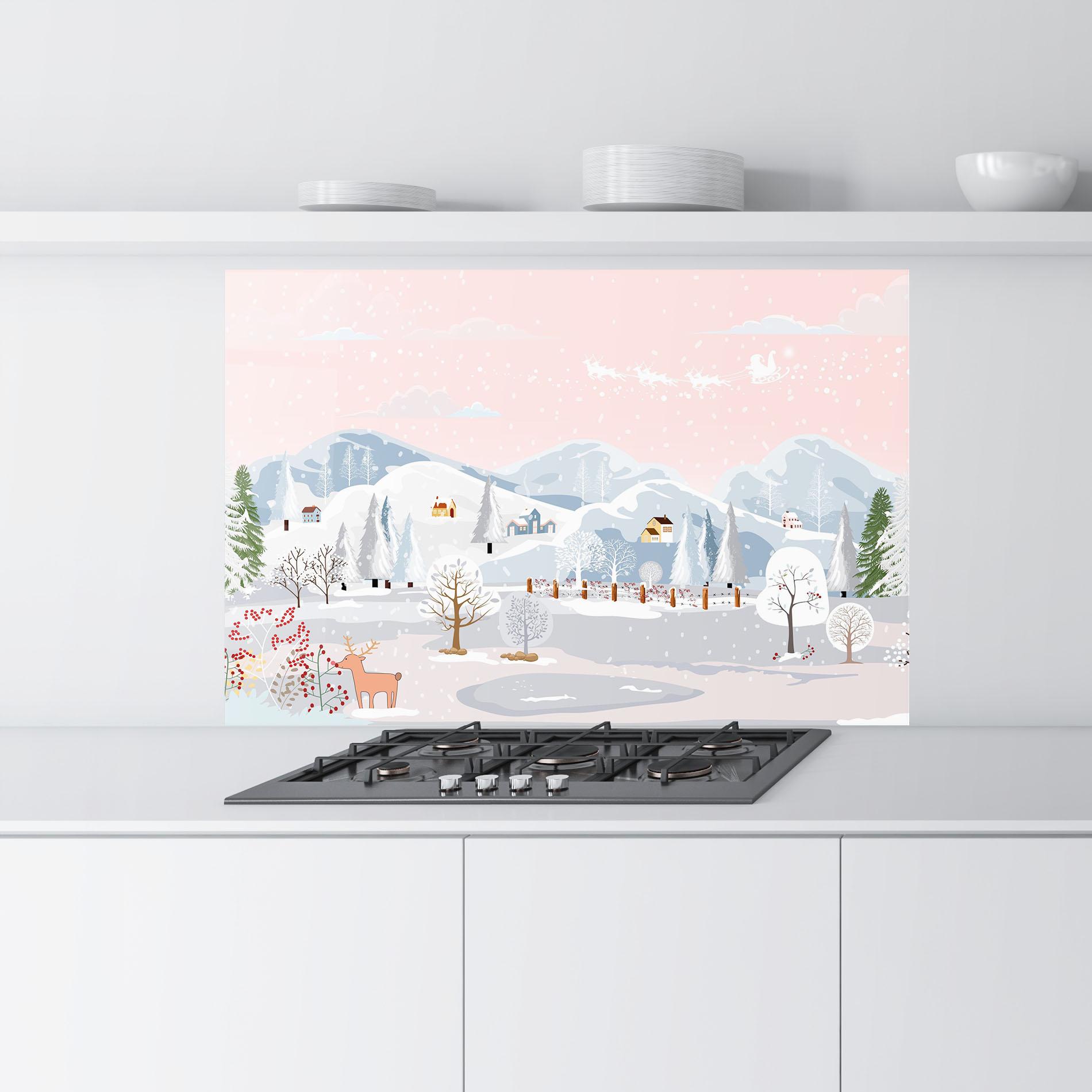 Küchenrückwand Glas Pink Sky Winter mockup 9