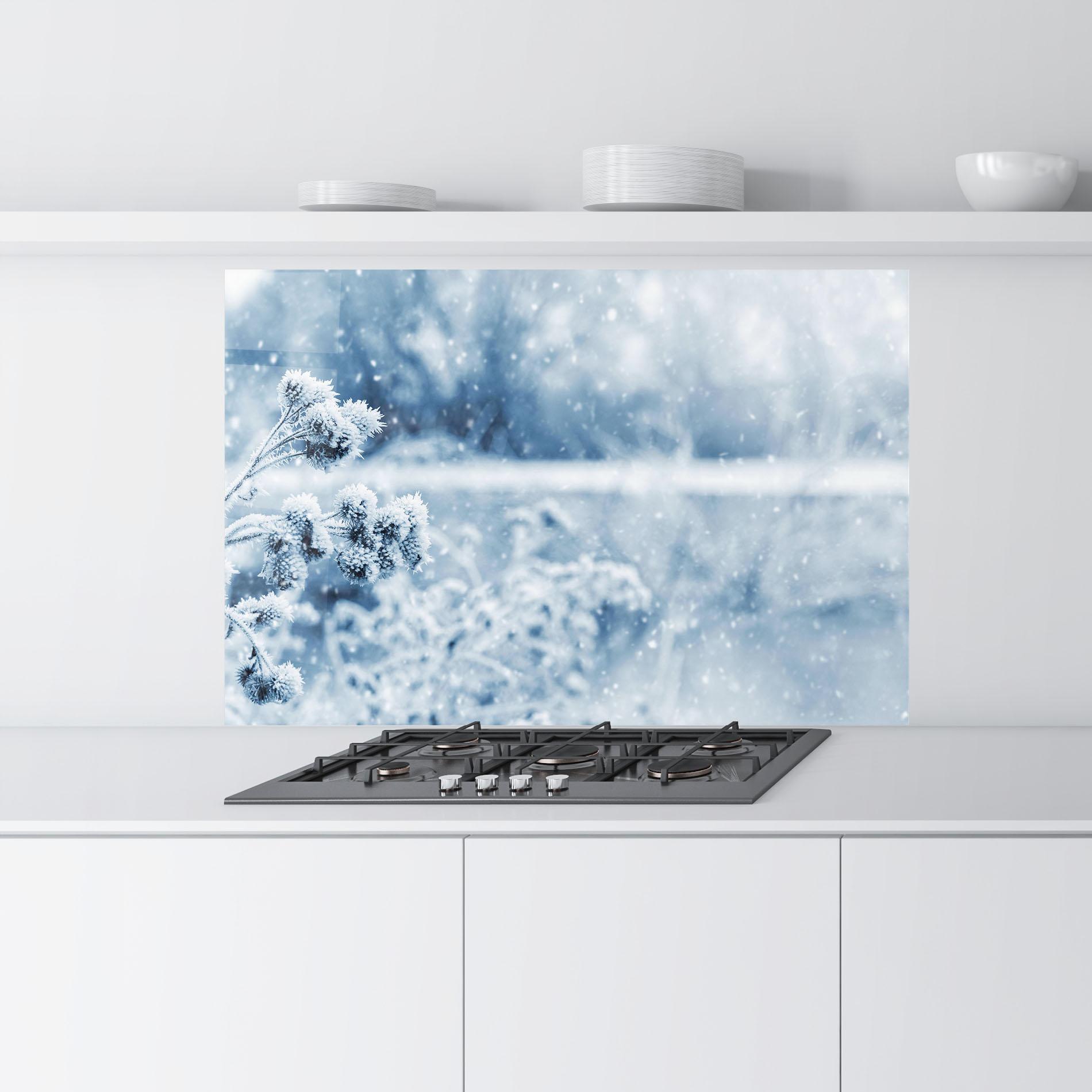 Küchenrückwand Glas Pretty Winter Plants mockup 9