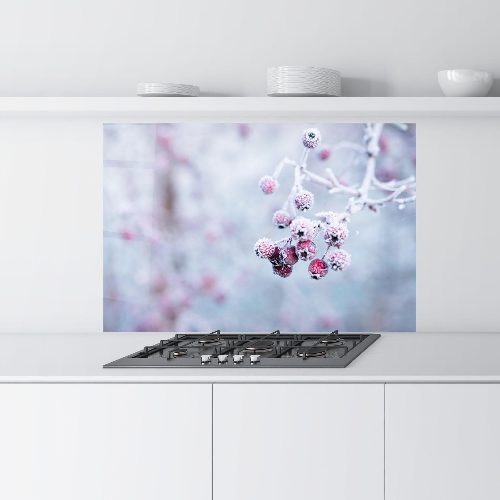 Küchenrückwand Glas Red Winter Fruits mockup 9