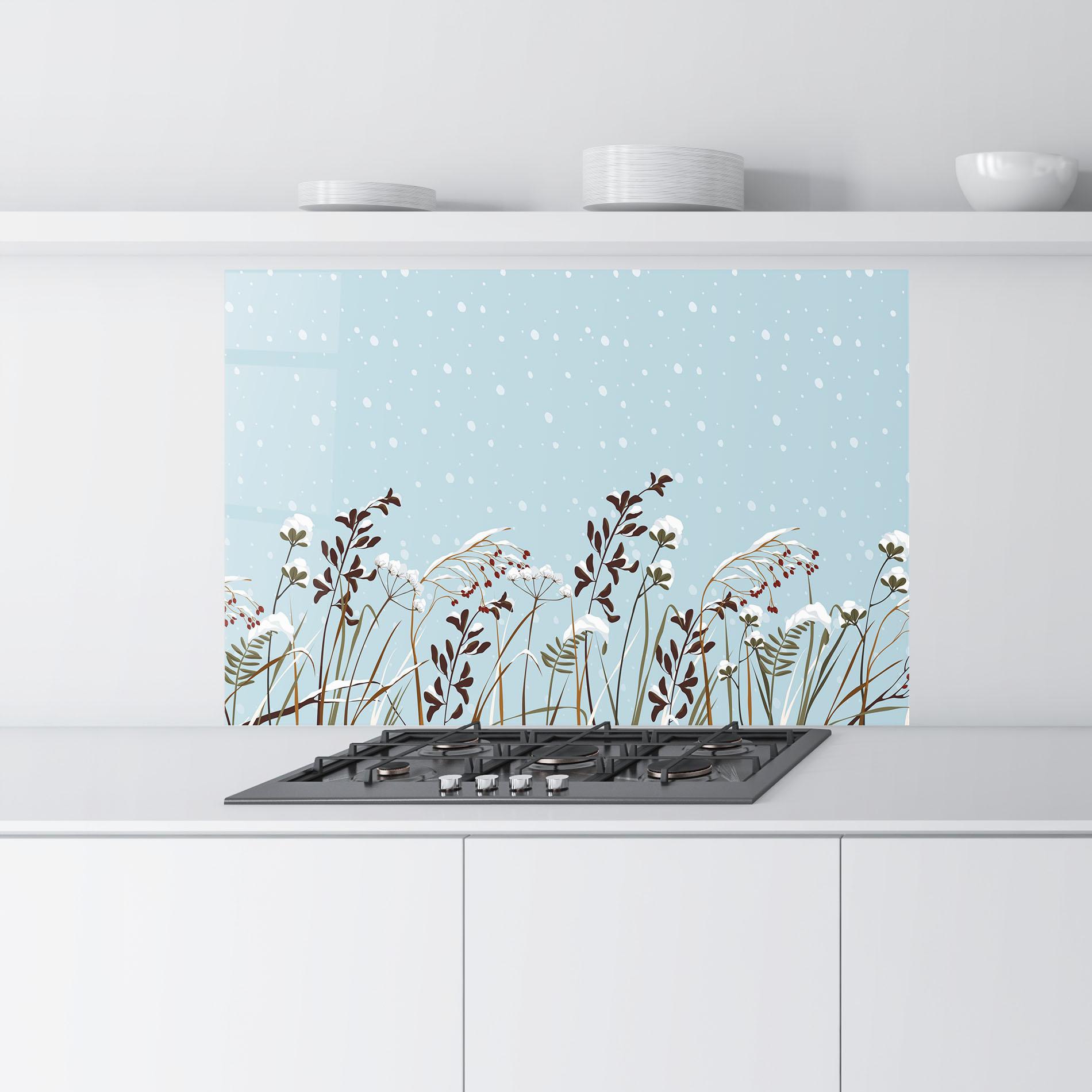 Küchenrückwand Glas Snow Plants mockup 9