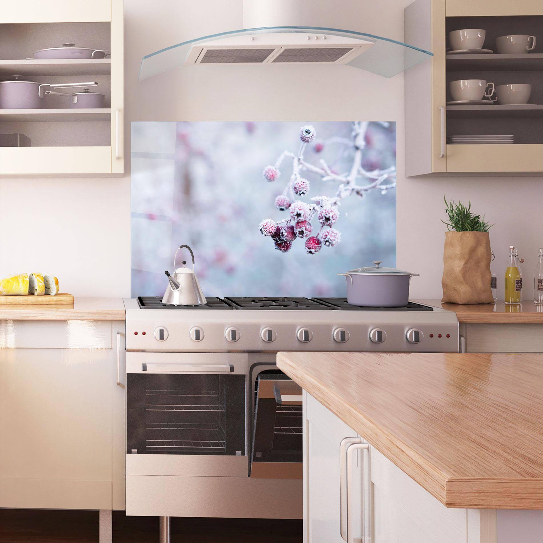 Küchenrückwand Glas Red Winter Fruits mockup 1