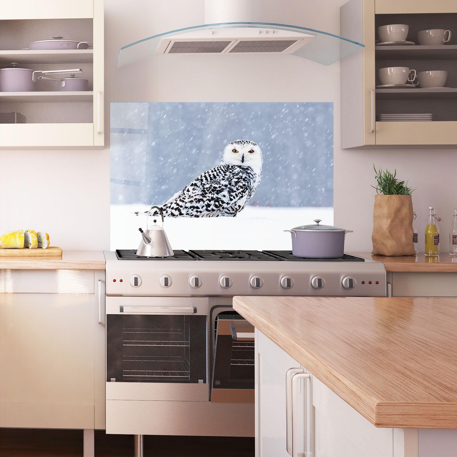 Küchenrückwand Glas Snow Owl mockup 1