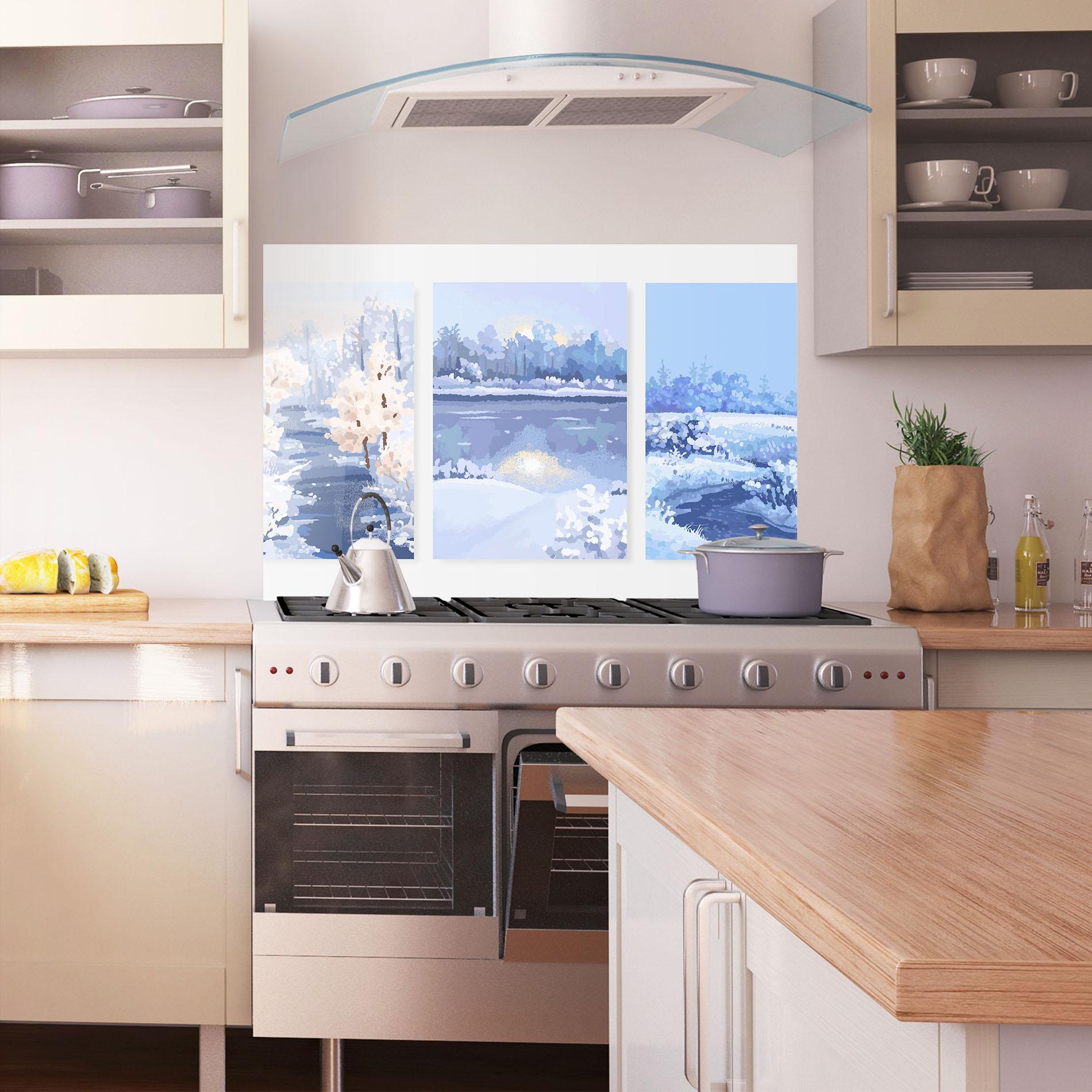 Küchenrückwand Glas Winter_landscape_with_forest_and_field_vector_illustration14 mockup 1