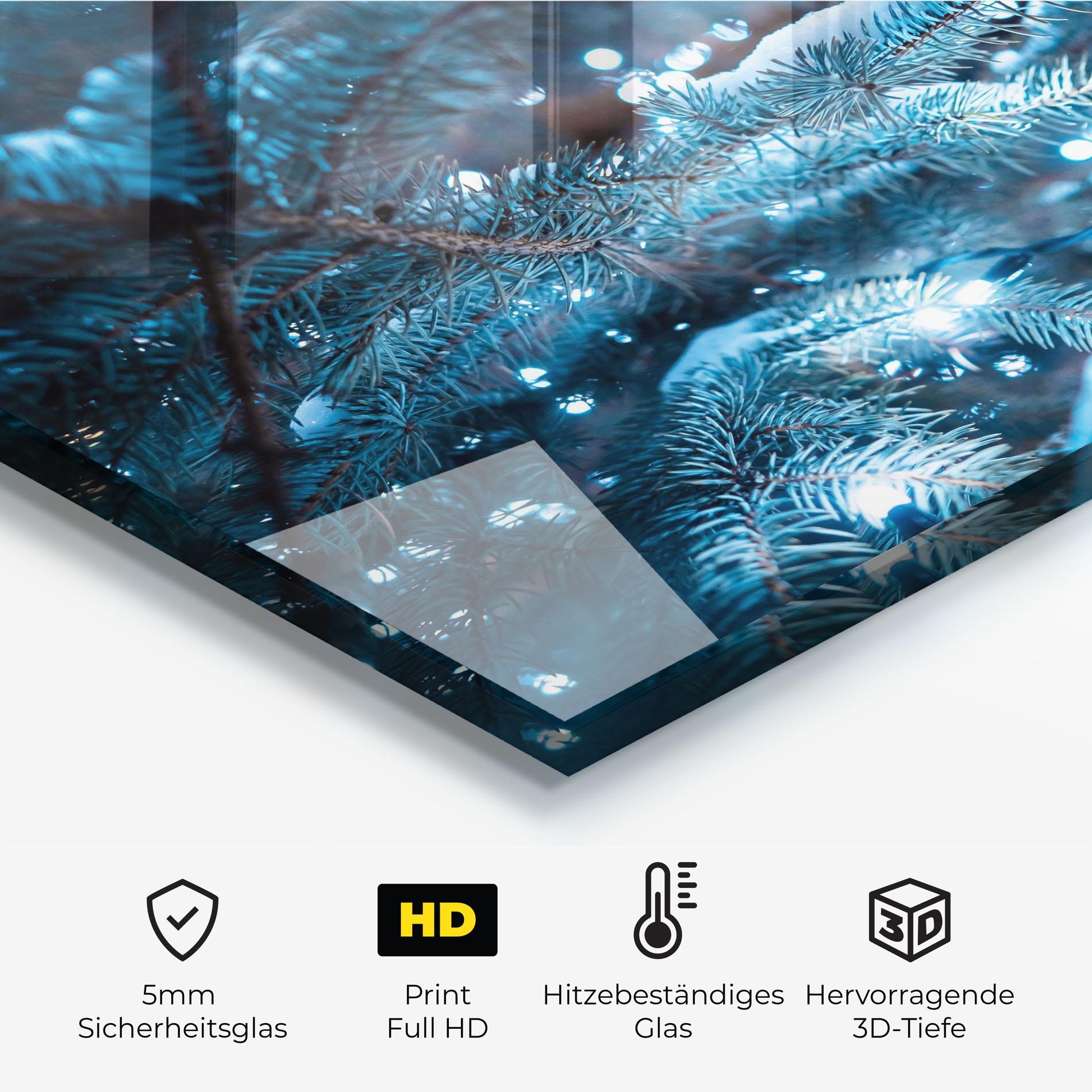 Küchenrückwand Glas Blue Christmas Tree mockup 2