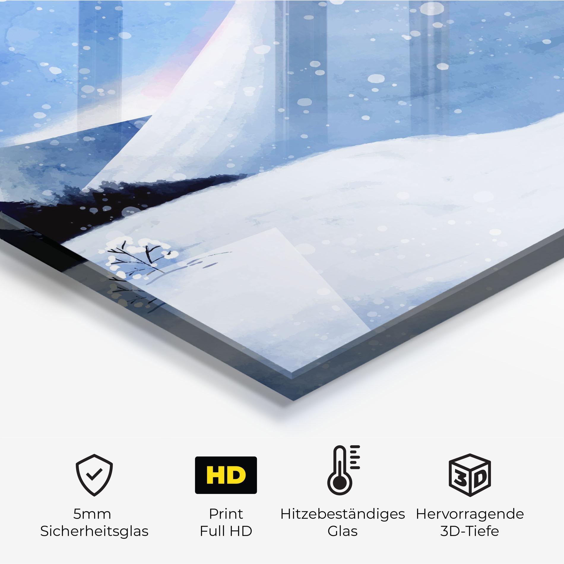 Küchenrückwand Glas Mountain Snow Art mockup 2