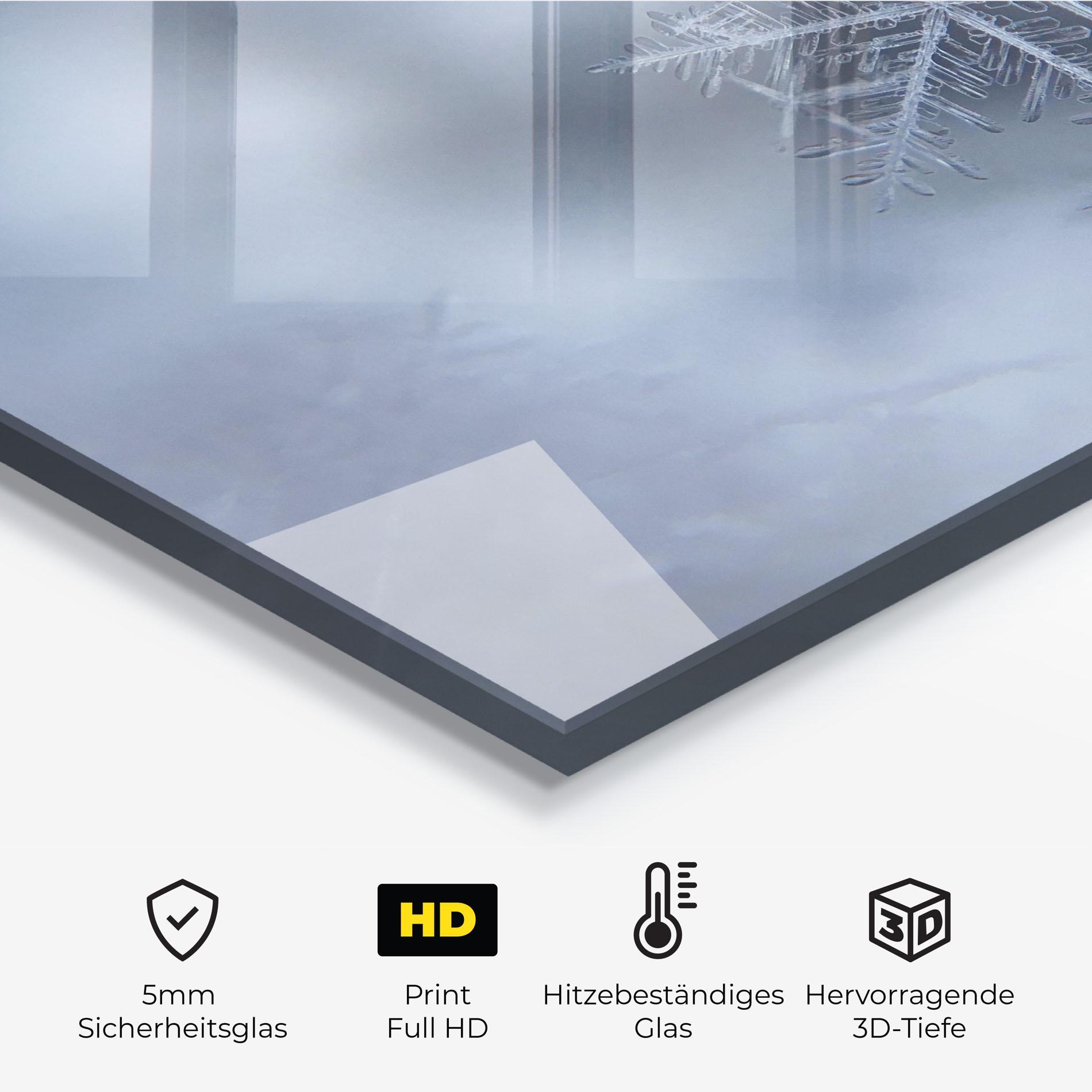 Küchenrückwand Glas Pretty Snowflake mockup 2