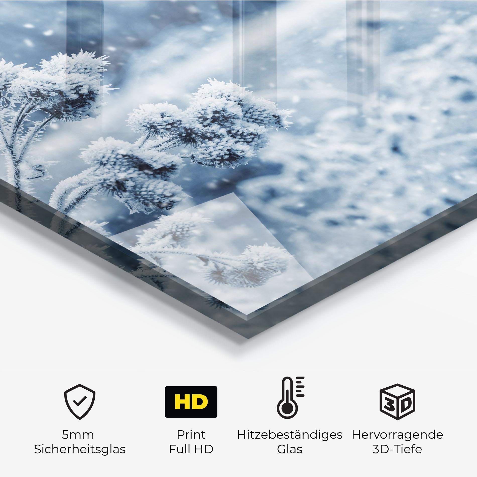 Küchenrückwand Glas Pretty Winter Plants mockup 2