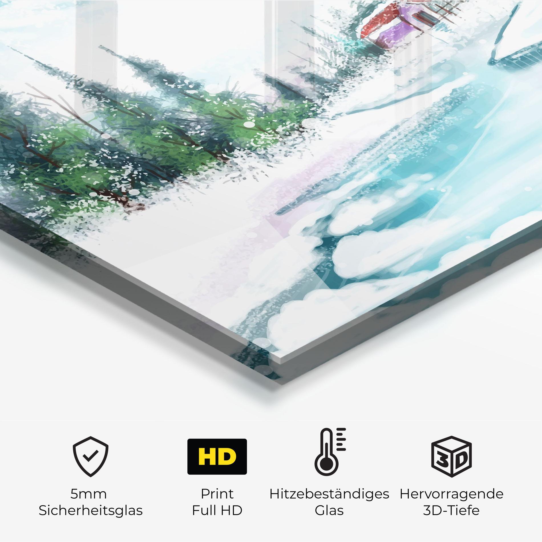 Küchenrückwand Glas Purple House Winter mockup 2