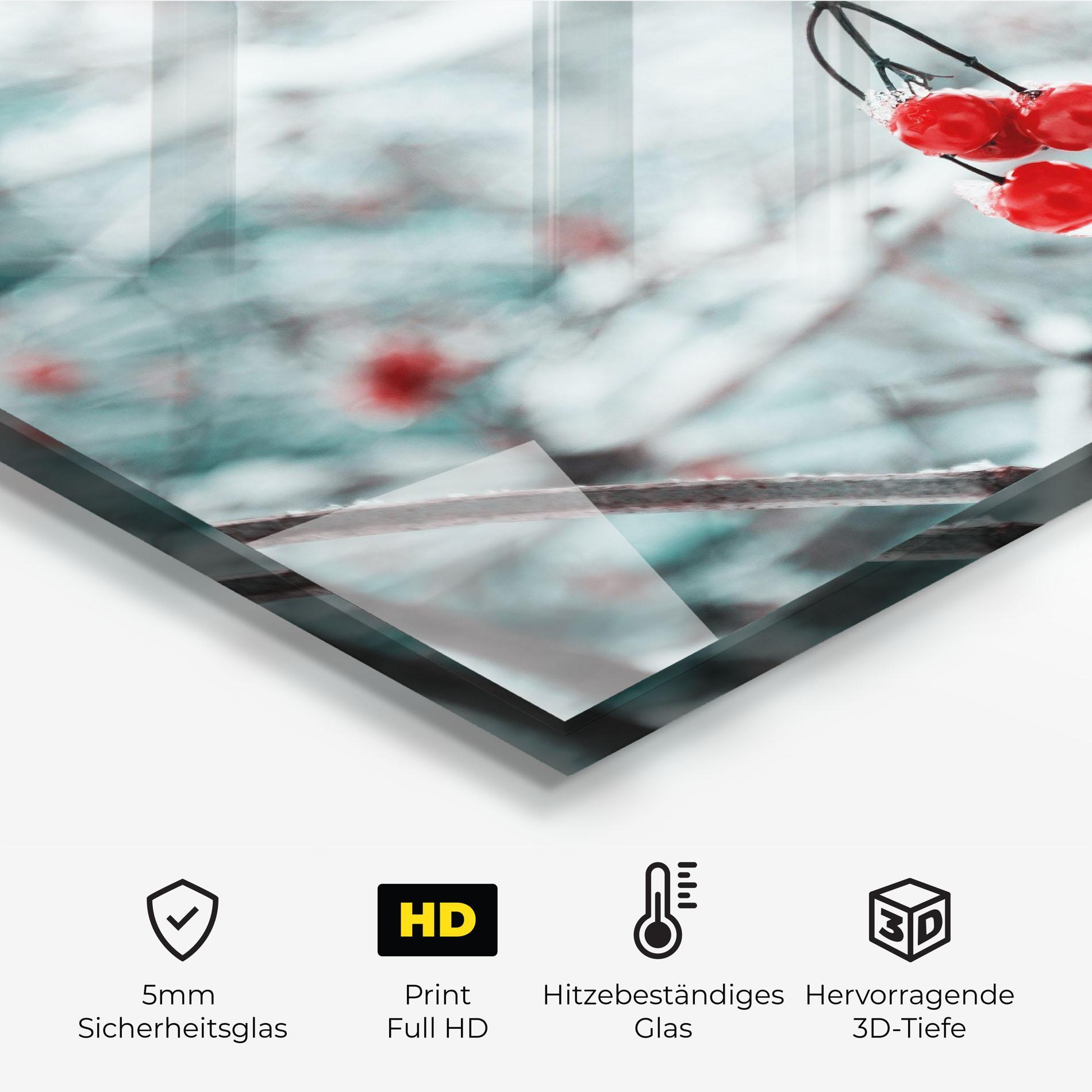 Küchenrückwand Glas Snow Red Fruits mockup 2