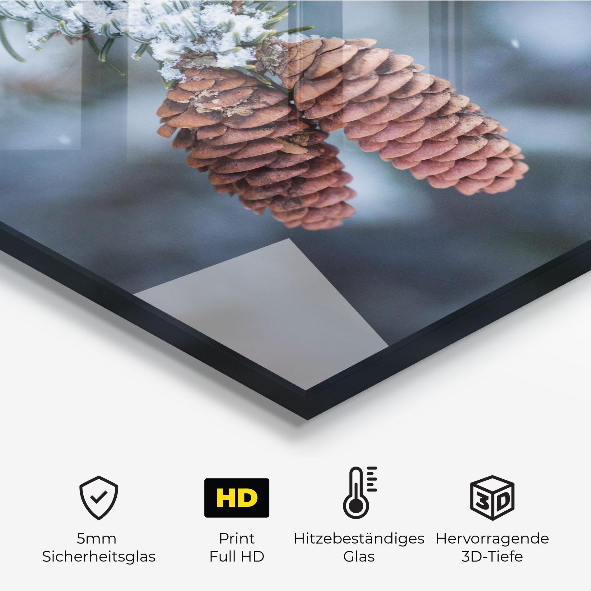 Küchenrückwand Glas Winter Cones mockup 2