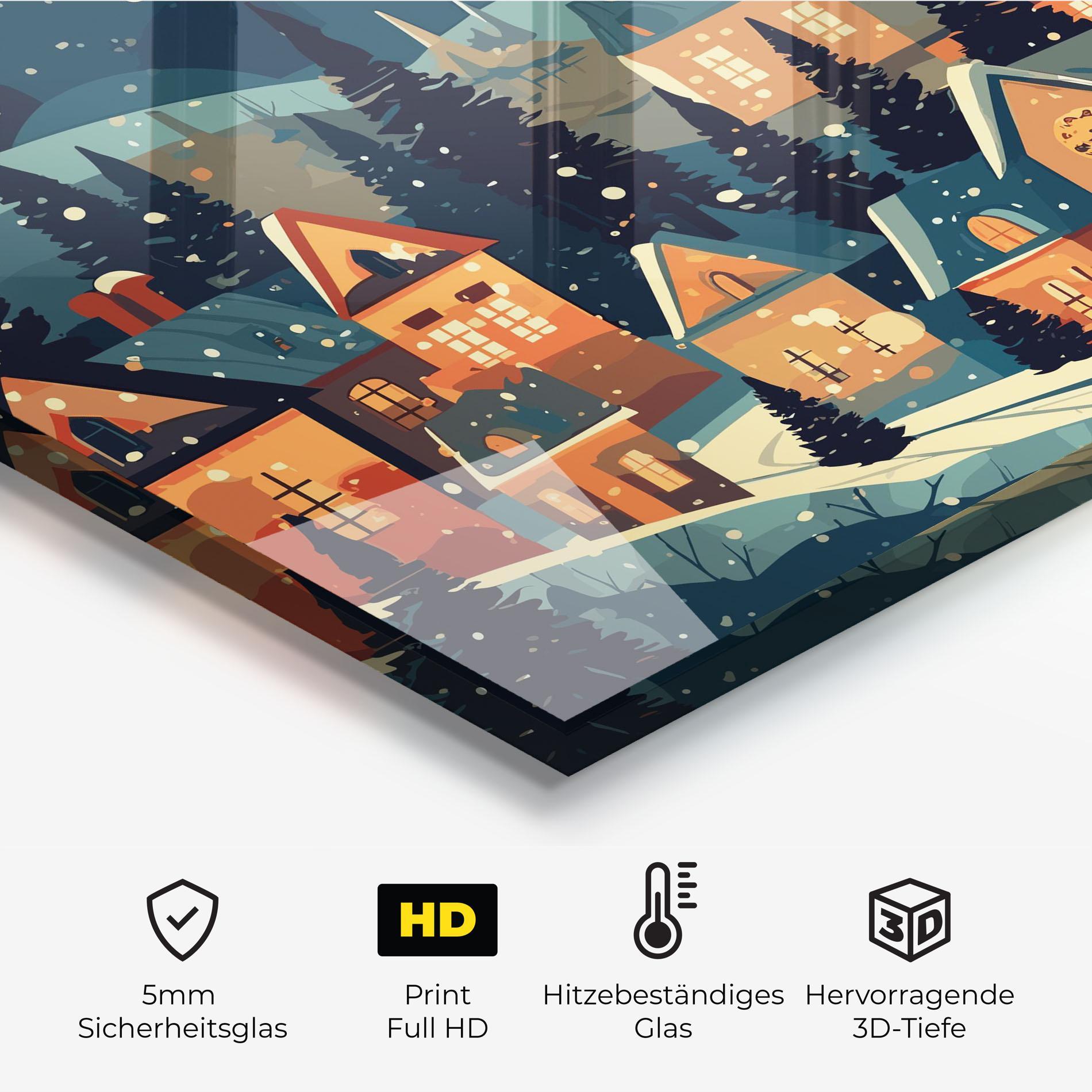 Küchenrückwand Glas Winter View Houses mockup 2