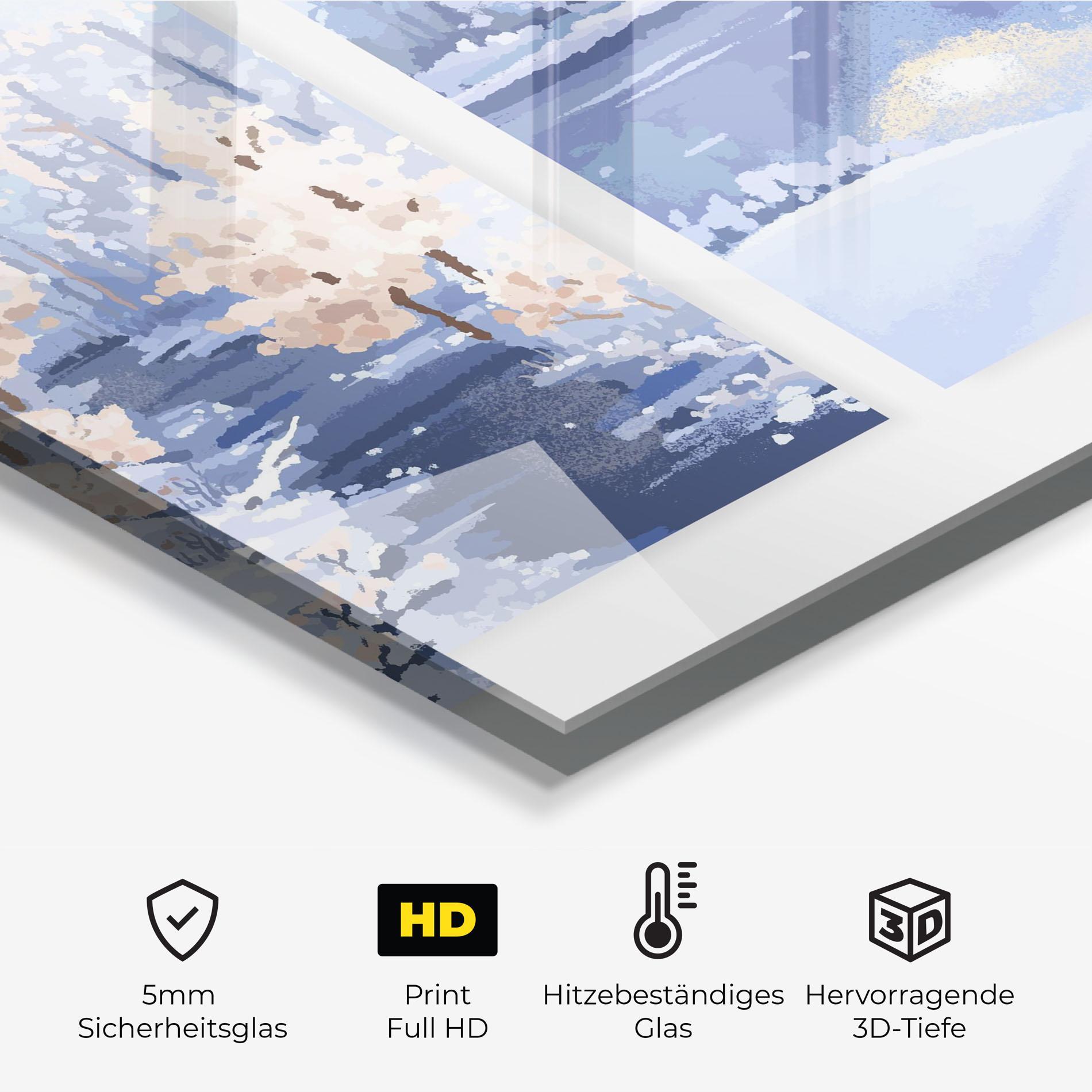 Küchenrückwand Glas Winter_landscape_with_forest_and_field_vector_illustration14 mockup 2