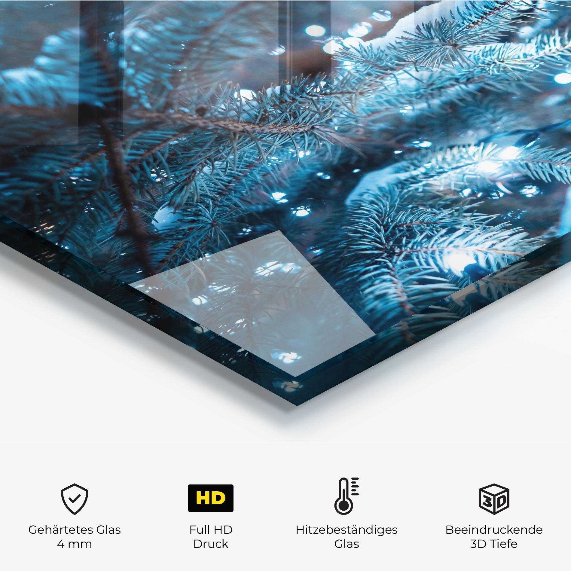 Küchenrückwand Glas Blue Christmas Tree mockup 2