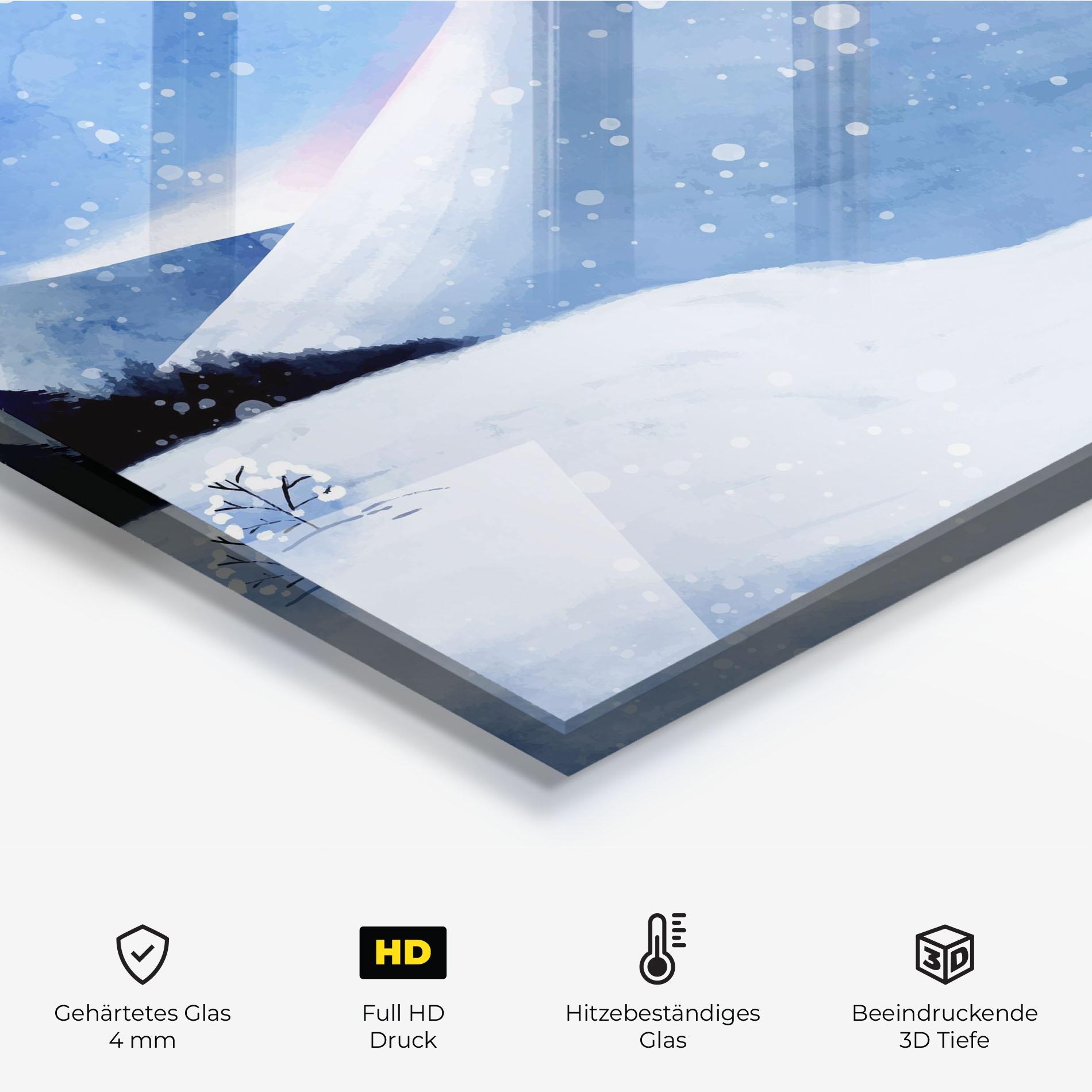 Küchenrückwand Glas Mountain Snow Art mockup 2