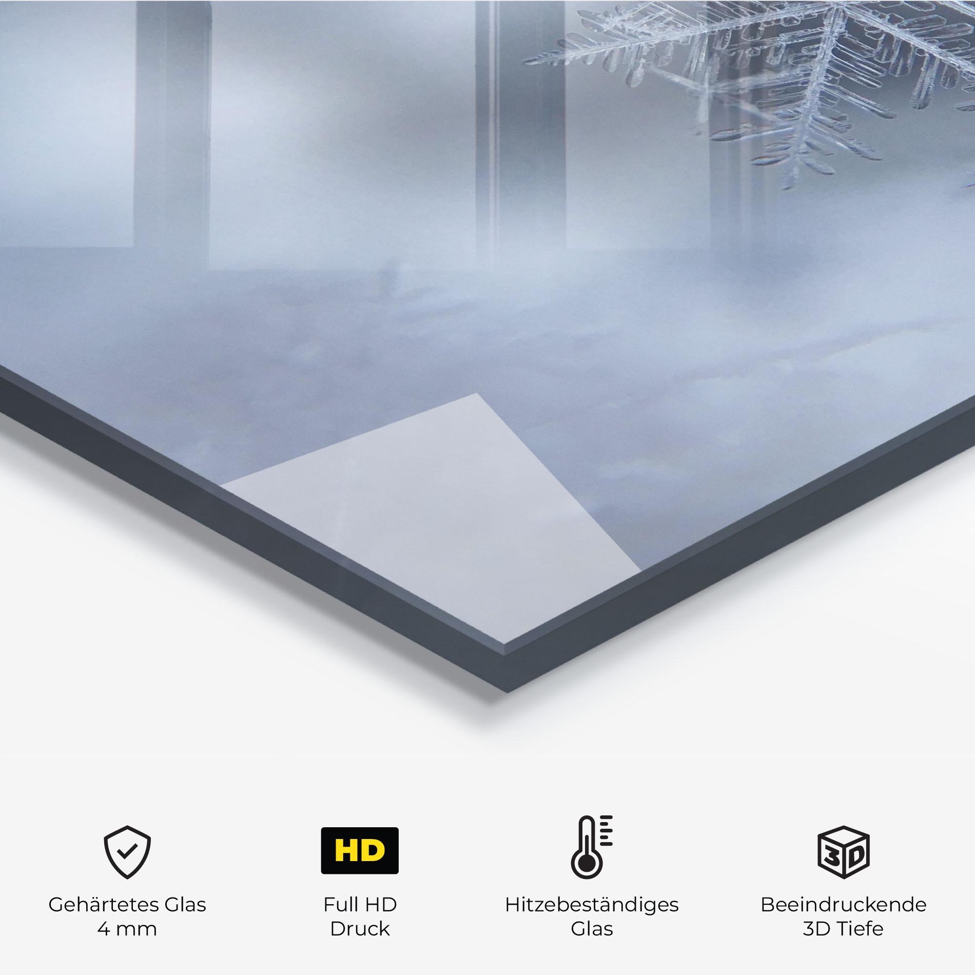 Küchenrückwand Glas Pretty Snowflake mockup 2