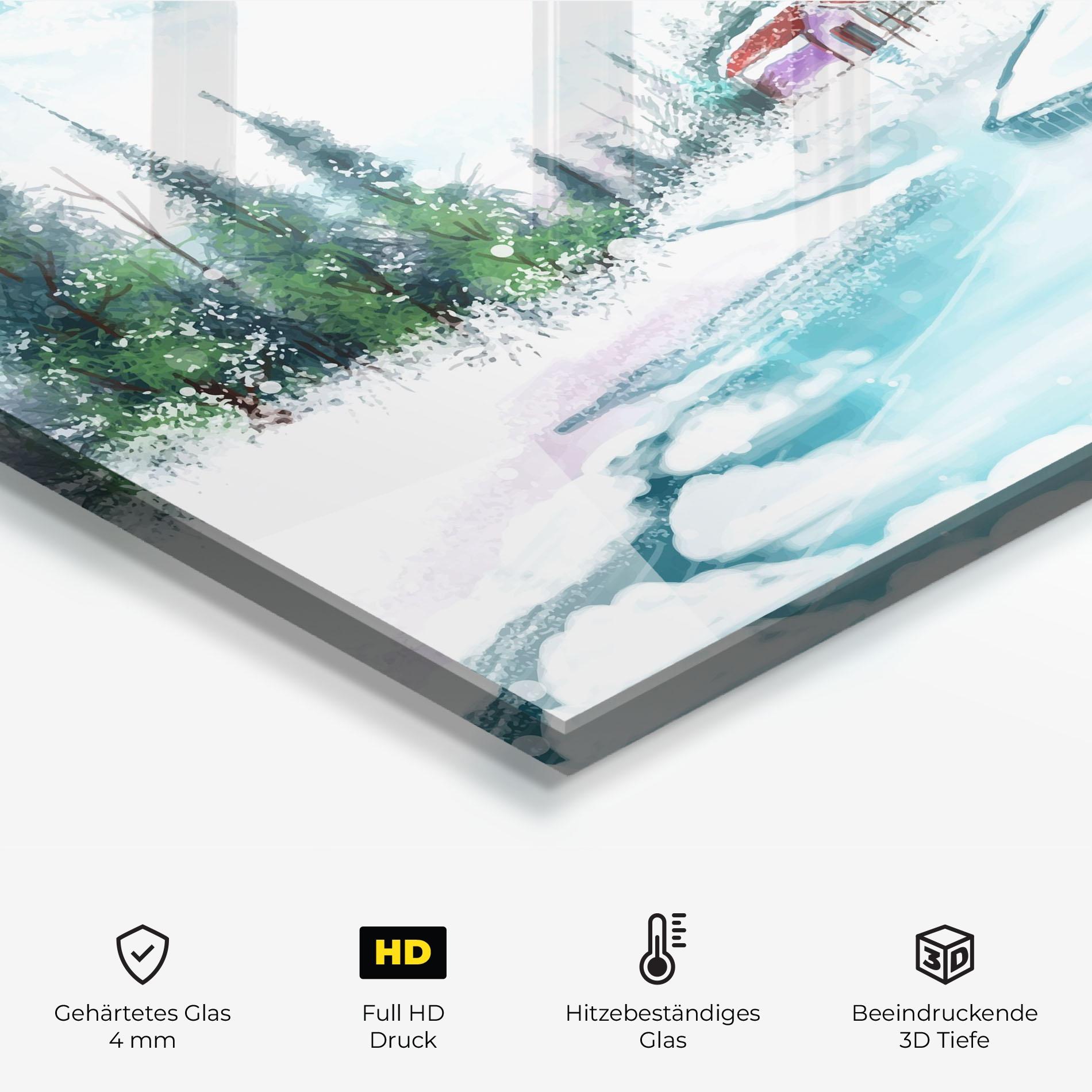 Küchenrückwand Glas Purple House Winter mockup 2