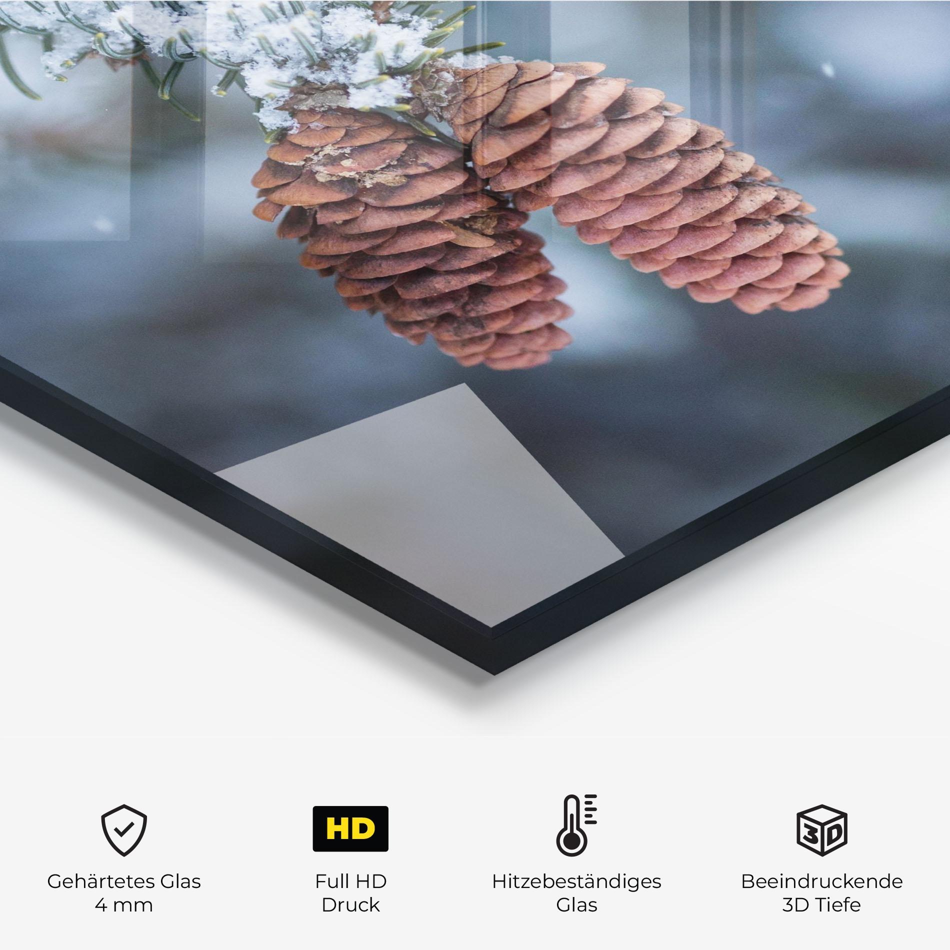 Küchenrückwand Glas Winter Cones mockup 2
