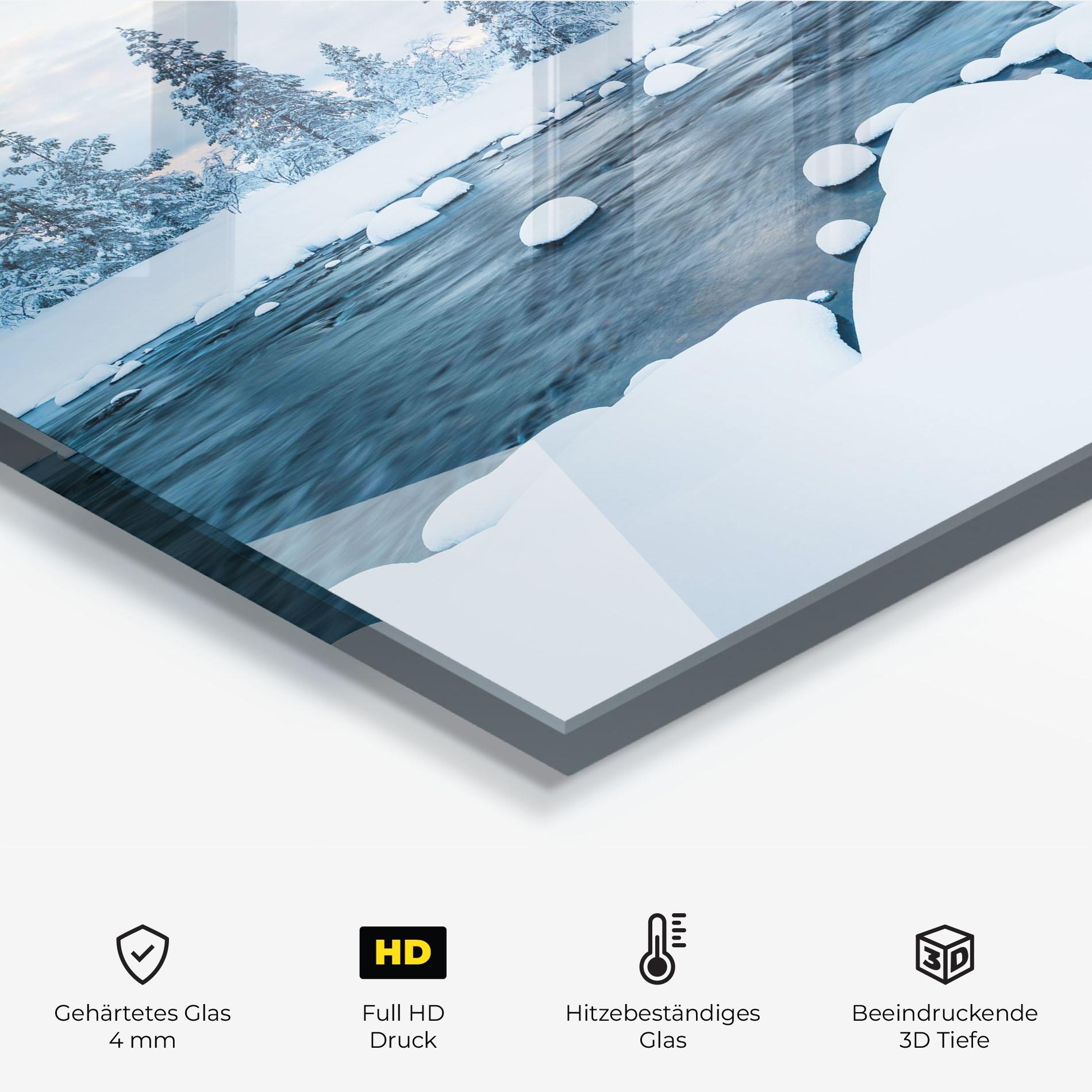 Küchenrückwand Glas Winter River mockup 2