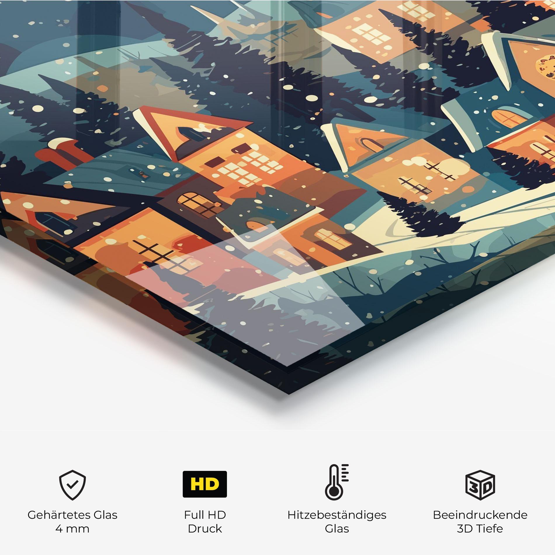 Küchenrückwand Glas Winter View Houses mockup 2