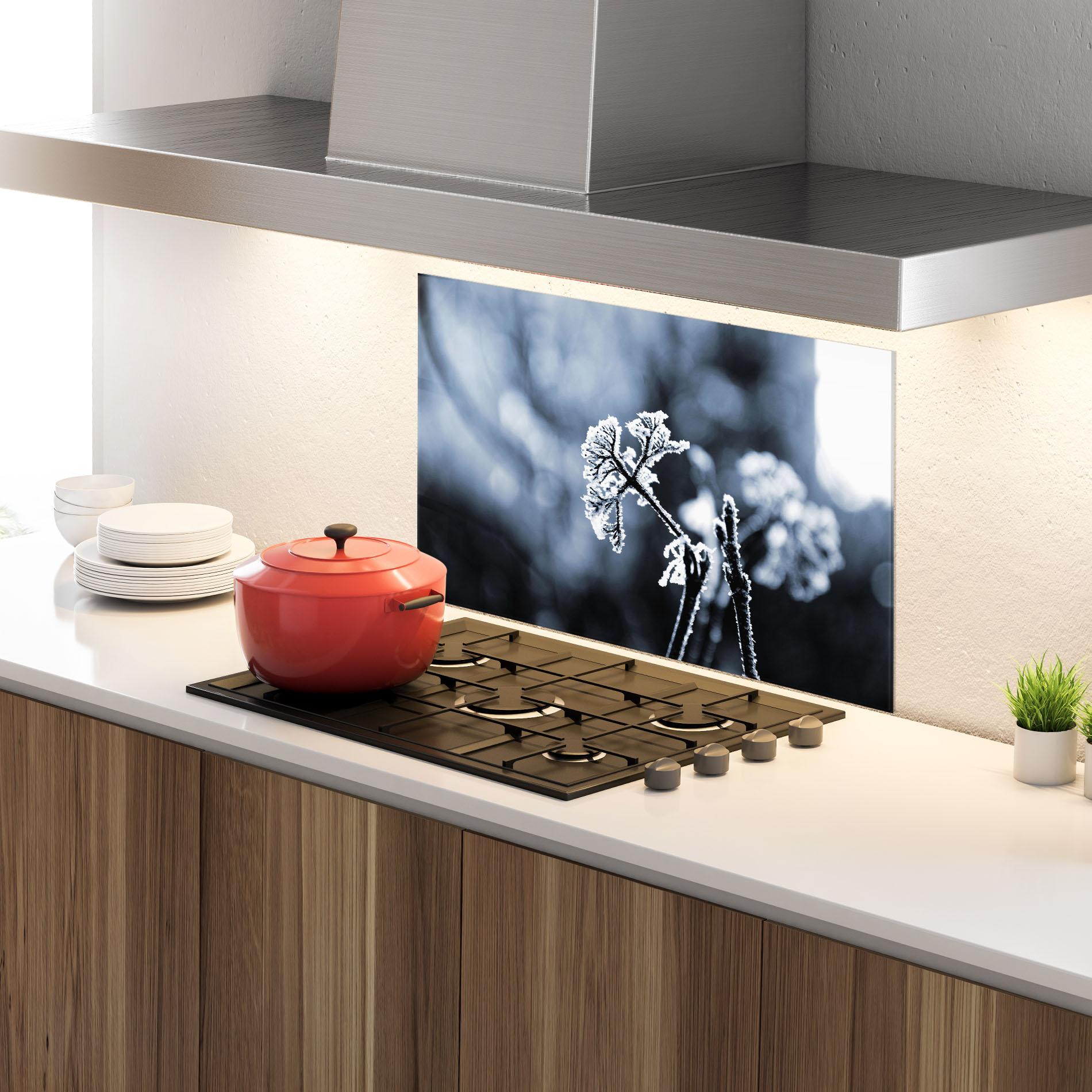 Küchenrückwand Glas Winter Plant mockup 4